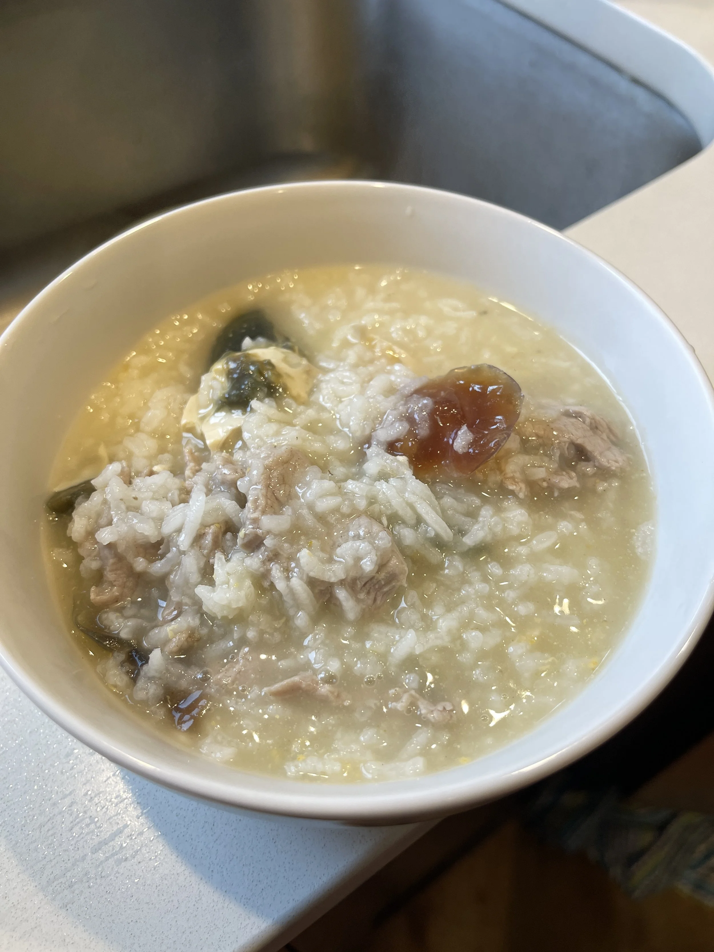 Preserved Egg &amp; Salted Egg Pork Congee (皮蛋瘦肉粥)