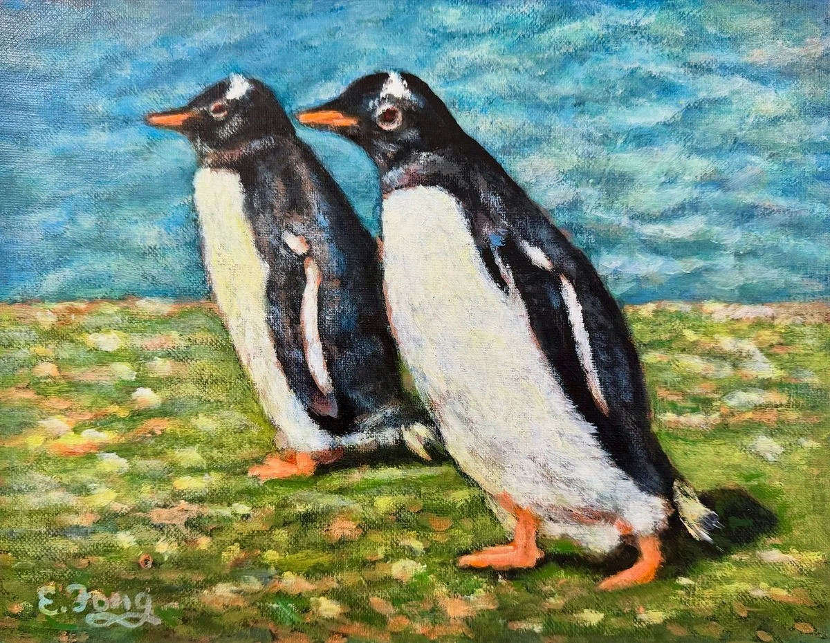  Penguin Buddies  
 Acrylic 11"x14" (28x36cm)