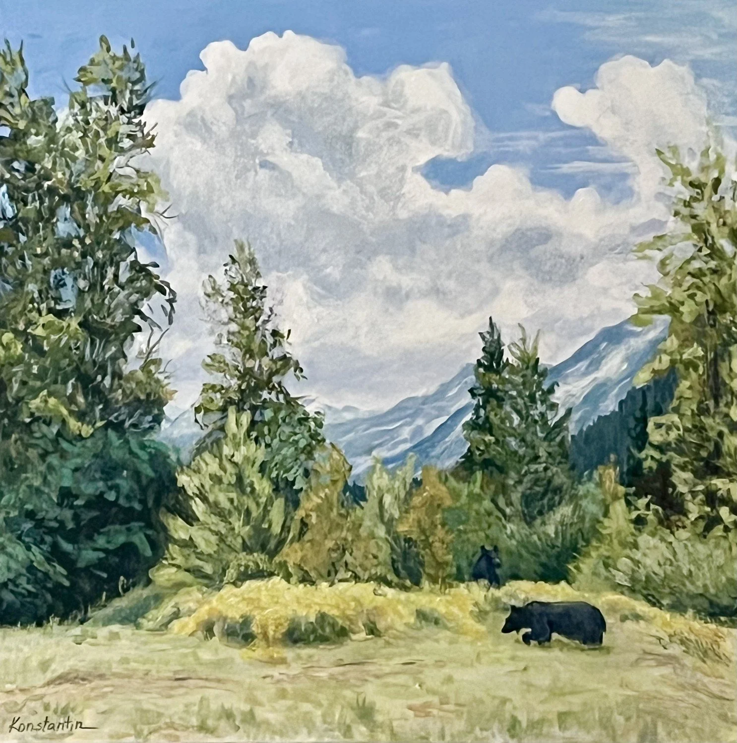  Where Black Bear Graze  
Acrylic on deep edge canvas 24"x24"