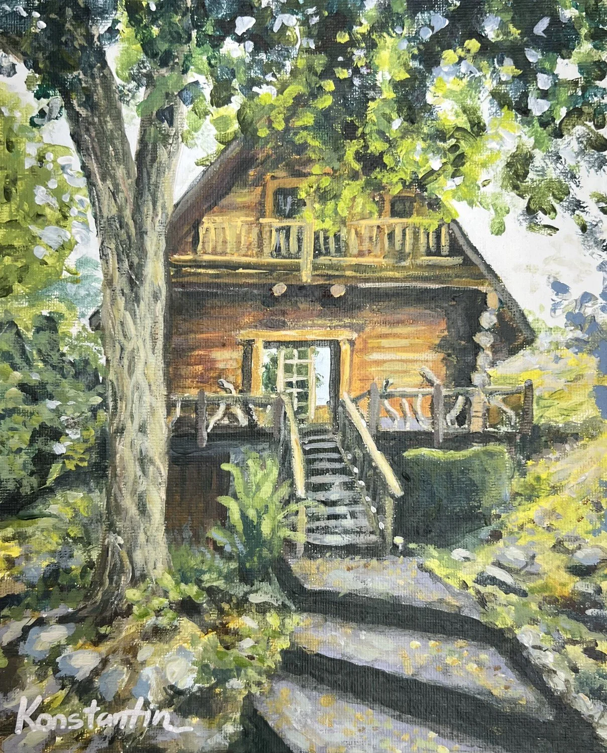  A Log House in Sooke  
Acrylic on canvas board 10"x8"