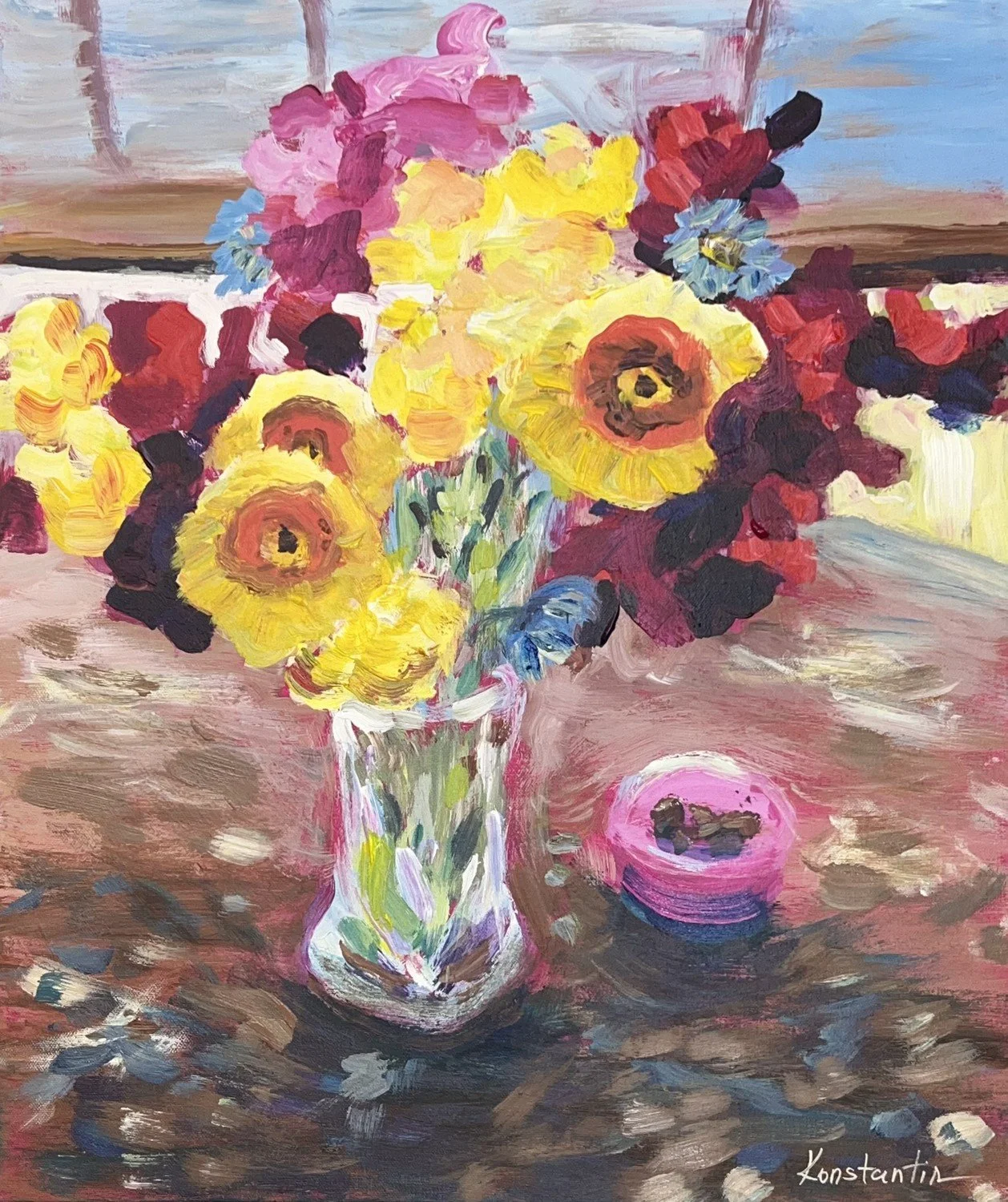  Birthday Bouquet  
Acrylic on deep edge canvas 24"x20"