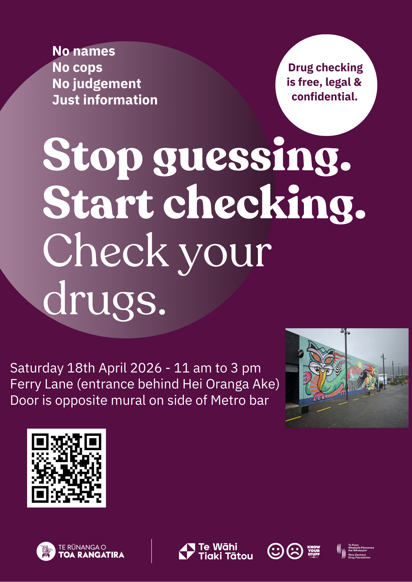 Free, confidential and 100% legal Drug Checking Clinic