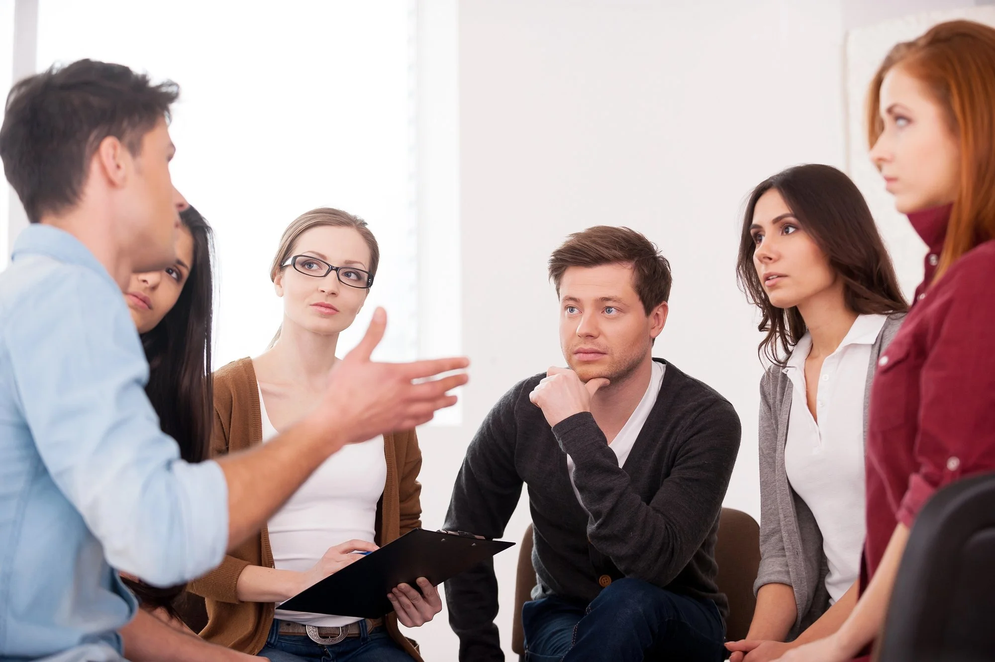 office workers in conversation