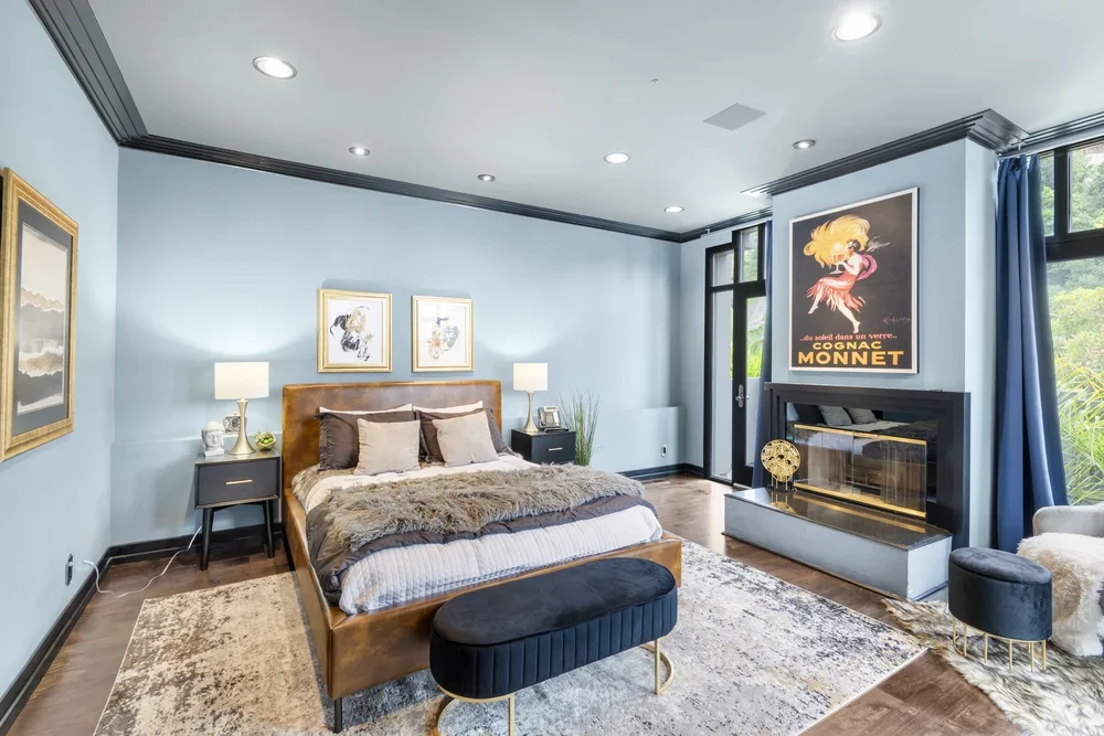 Bedroom in a luxury Los Angeles home photographed by Intuition Real Estate Photography.