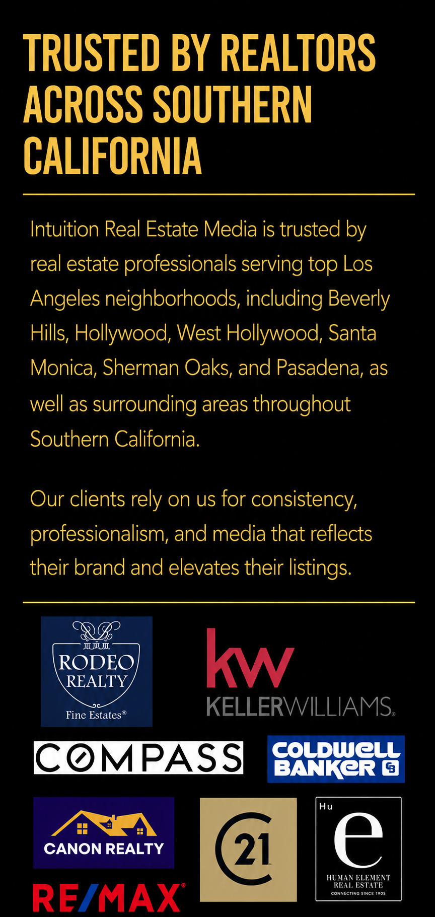 Clients real Estate Photography Los Angeles Intuition
