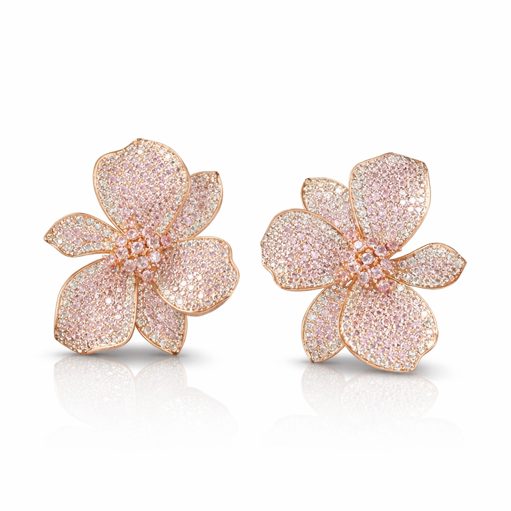 Floral Earrings Rose Gold