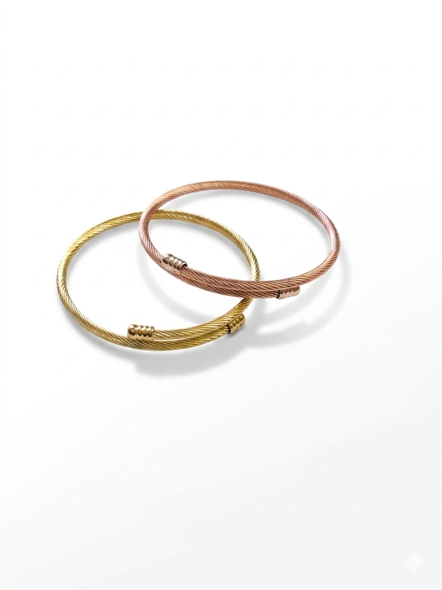 Gold and Rose Gold Tone Twist Bracelets