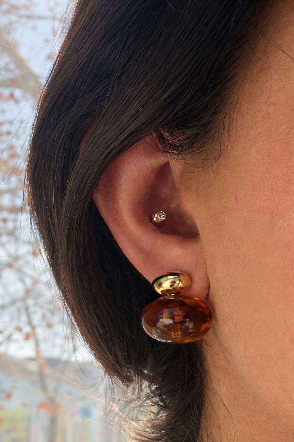 Amber love earrings