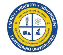 Logo of Fort Valley State University Department of Cooperative Developmental Energy Program, featuring symbols representing energy, science, education, and community.