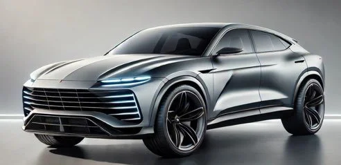 A sleek, black luxury SUV with a modern design, tinted windows, and stylish black alloy wheels.