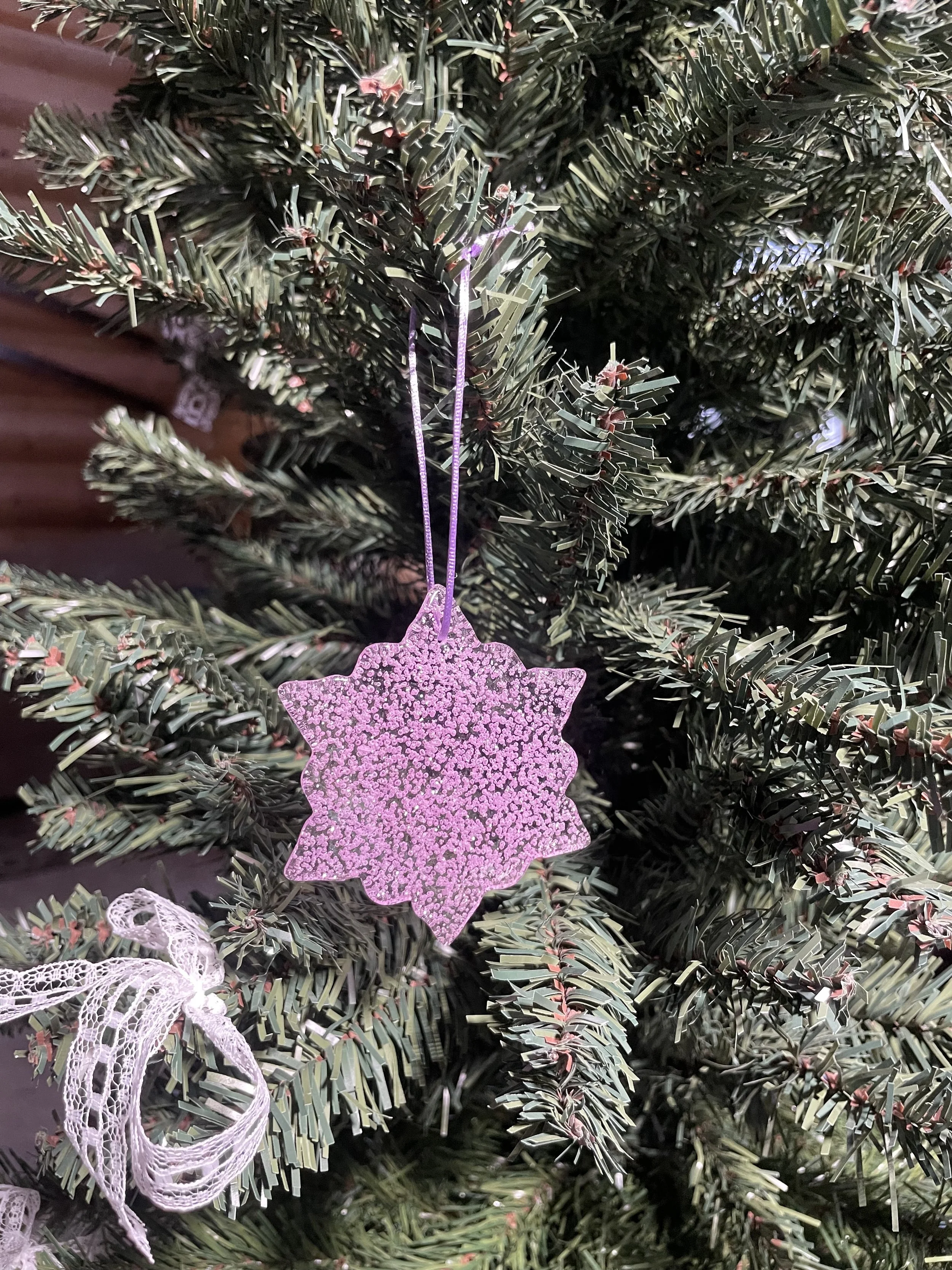 Light Fuchsia Sparkle Snowflake Ornament (large).jpg
