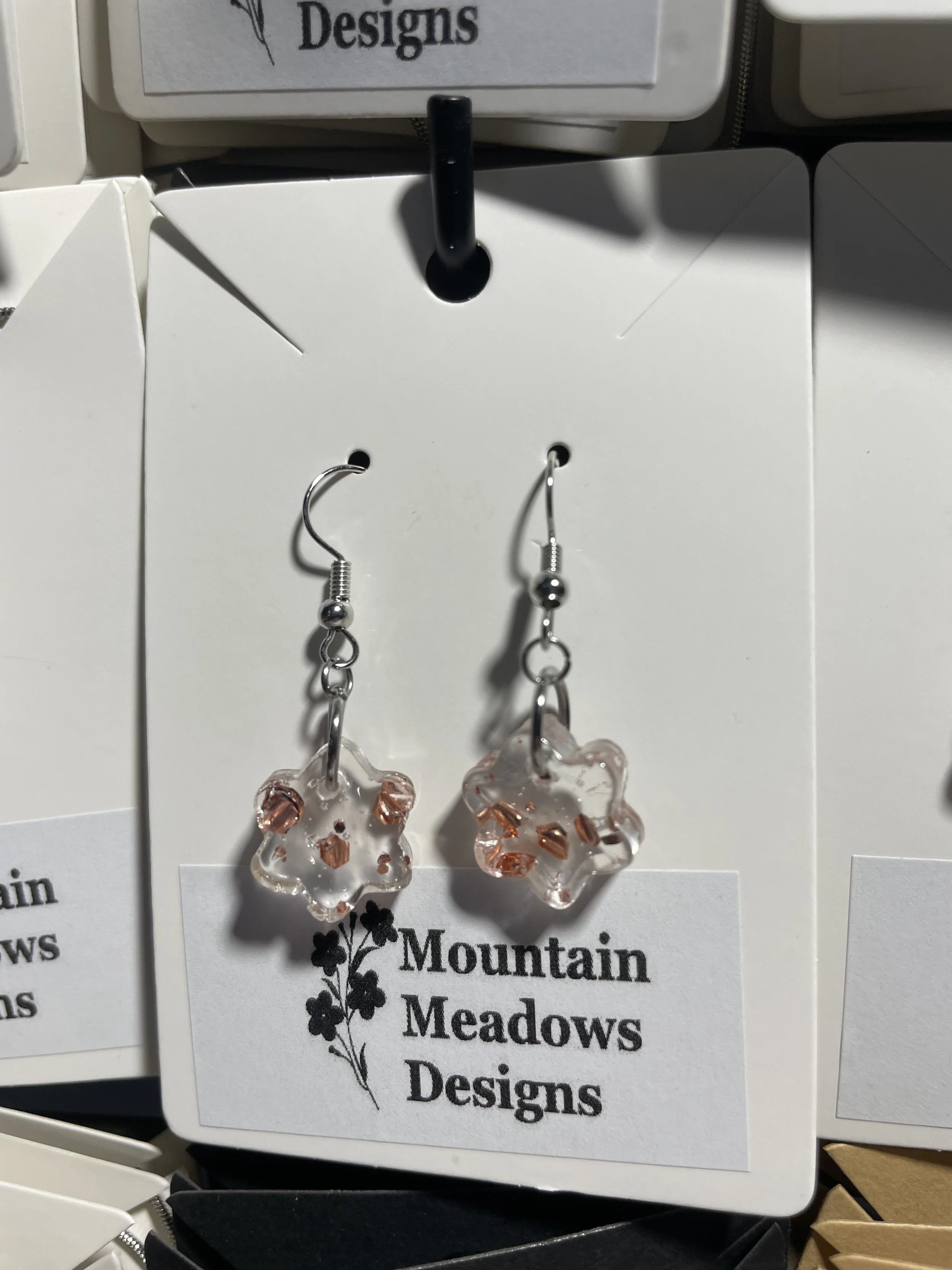 Rose Gold Glitter Flower Earrings (long).jpg