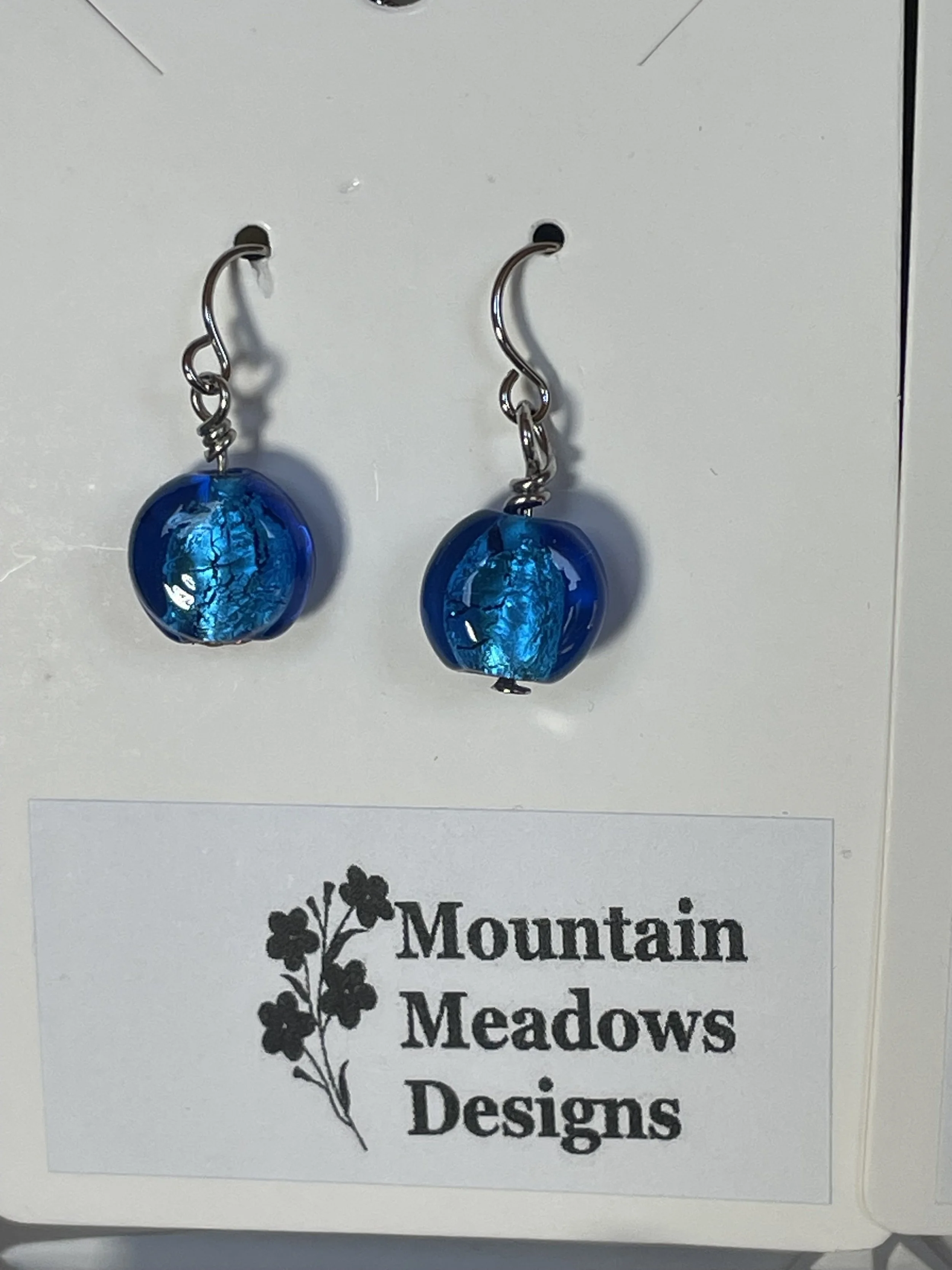 Flattened Round Glass Earrings Small Ocean Blue.jpg
