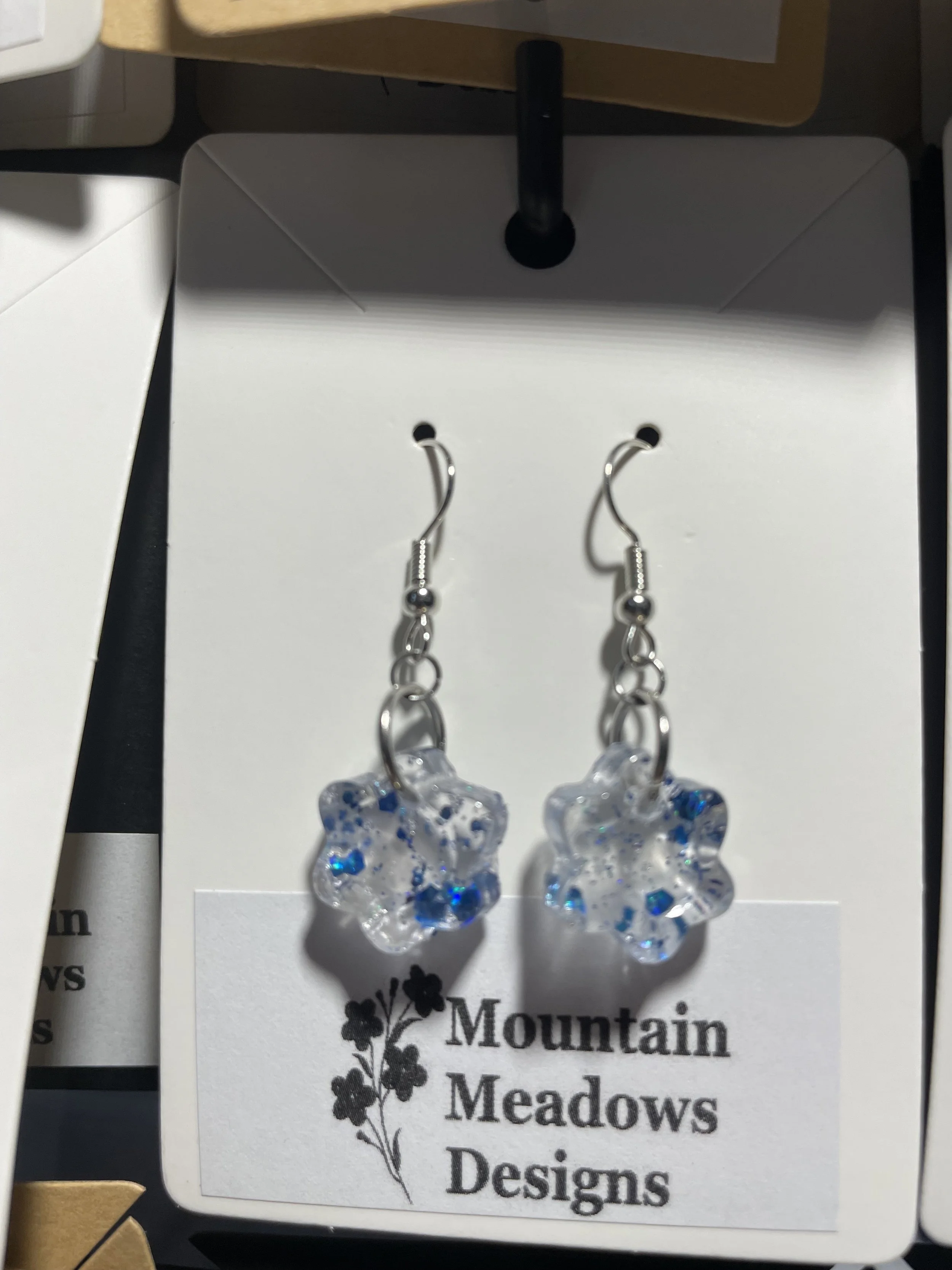 Blue Glitter Flower Earrings (long).jpg