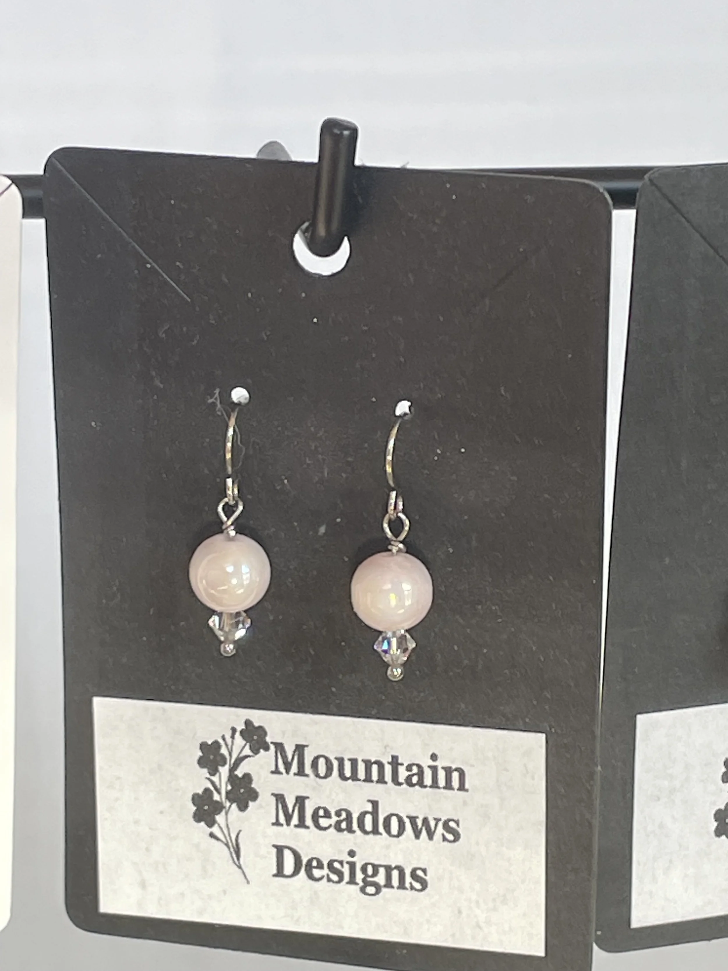 Light Pink Glass Round Earrings