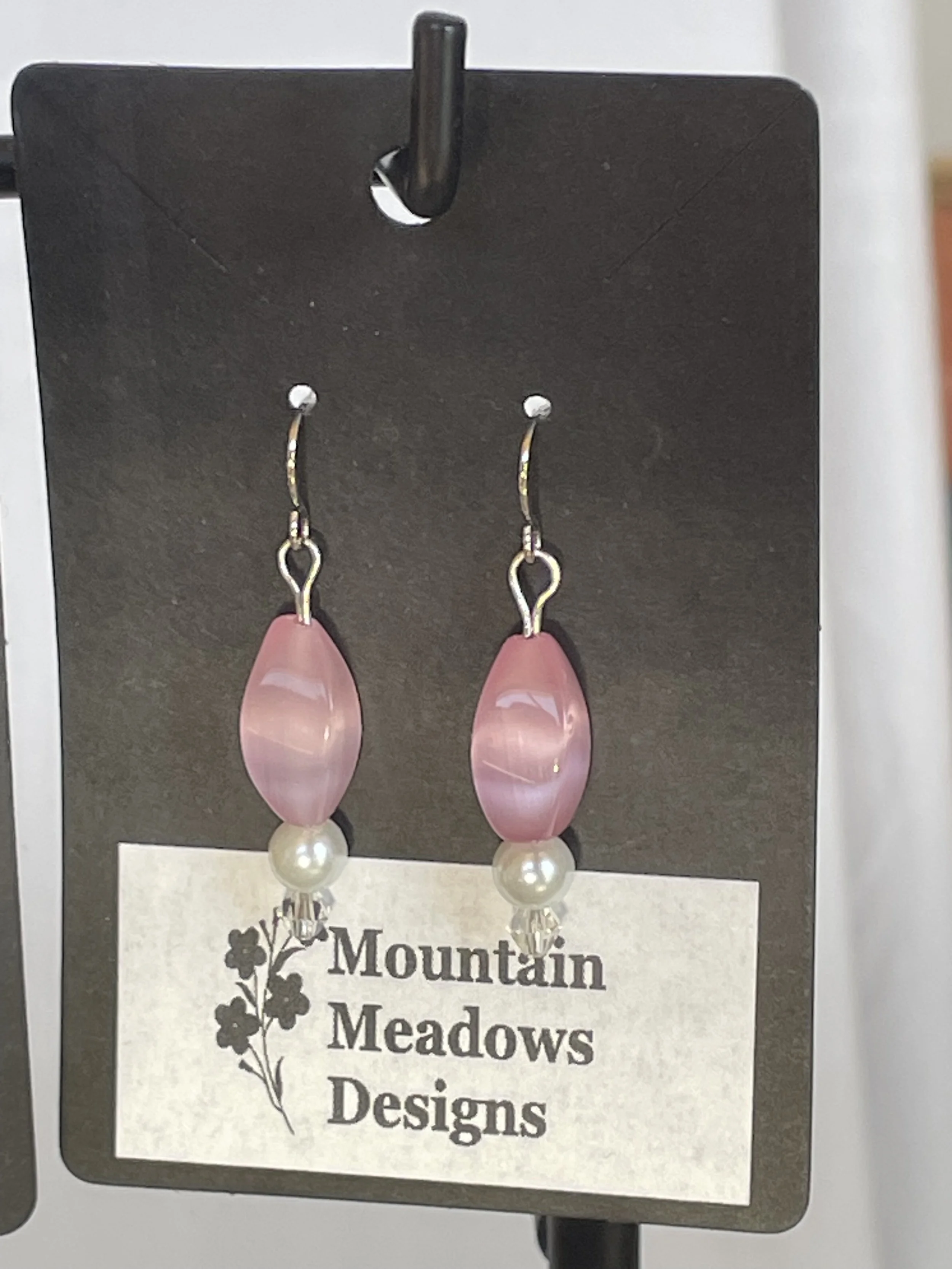 Pink Cat's Eye Twisted Glass Earrings