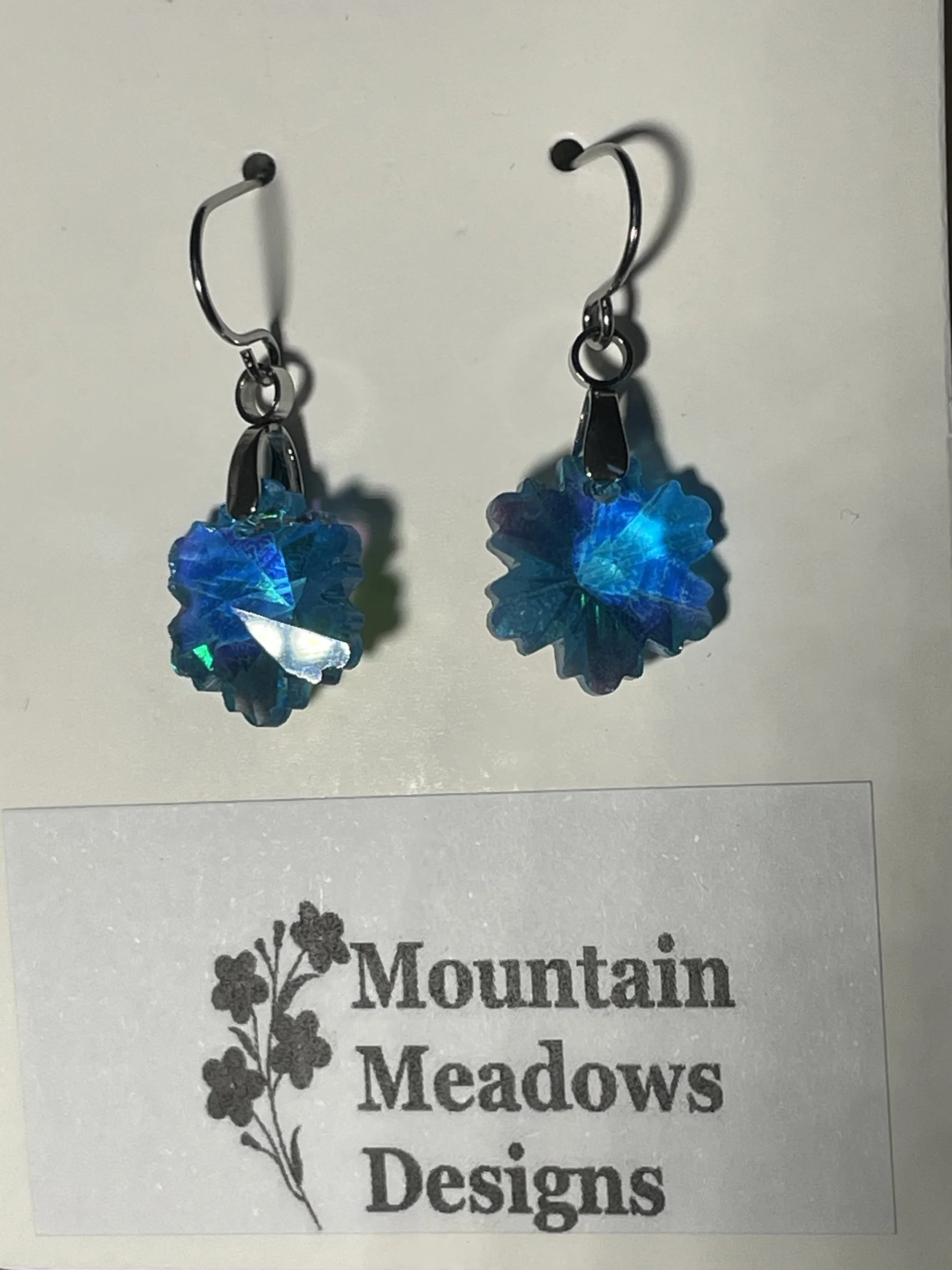Ocean Blue Snowflake Crystal Earrings (short).jpg