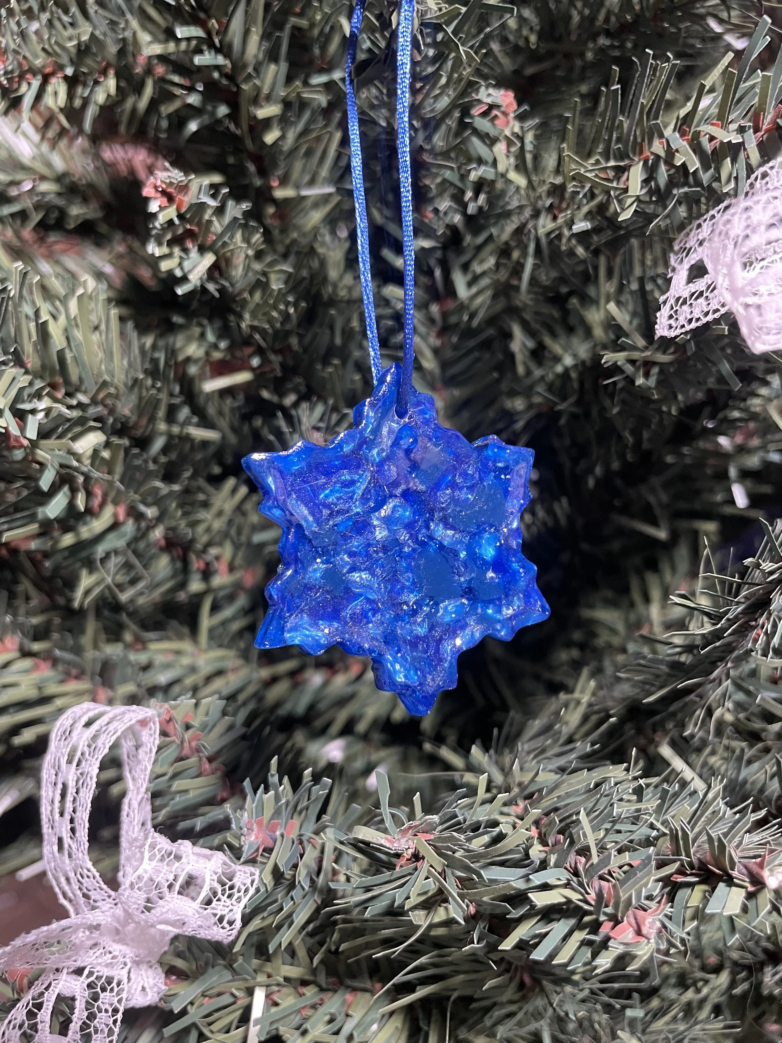 Dark Blue Pearl Mix Snowflake Ornament (small).jpg