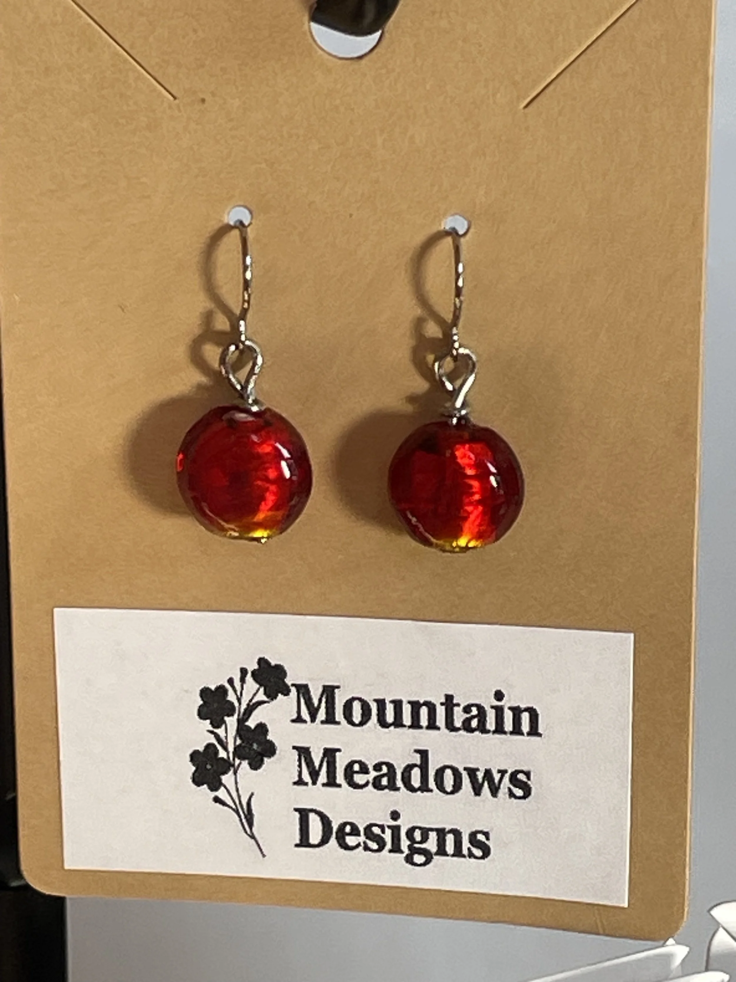 Flattened Round Earrings Small Red.jpg