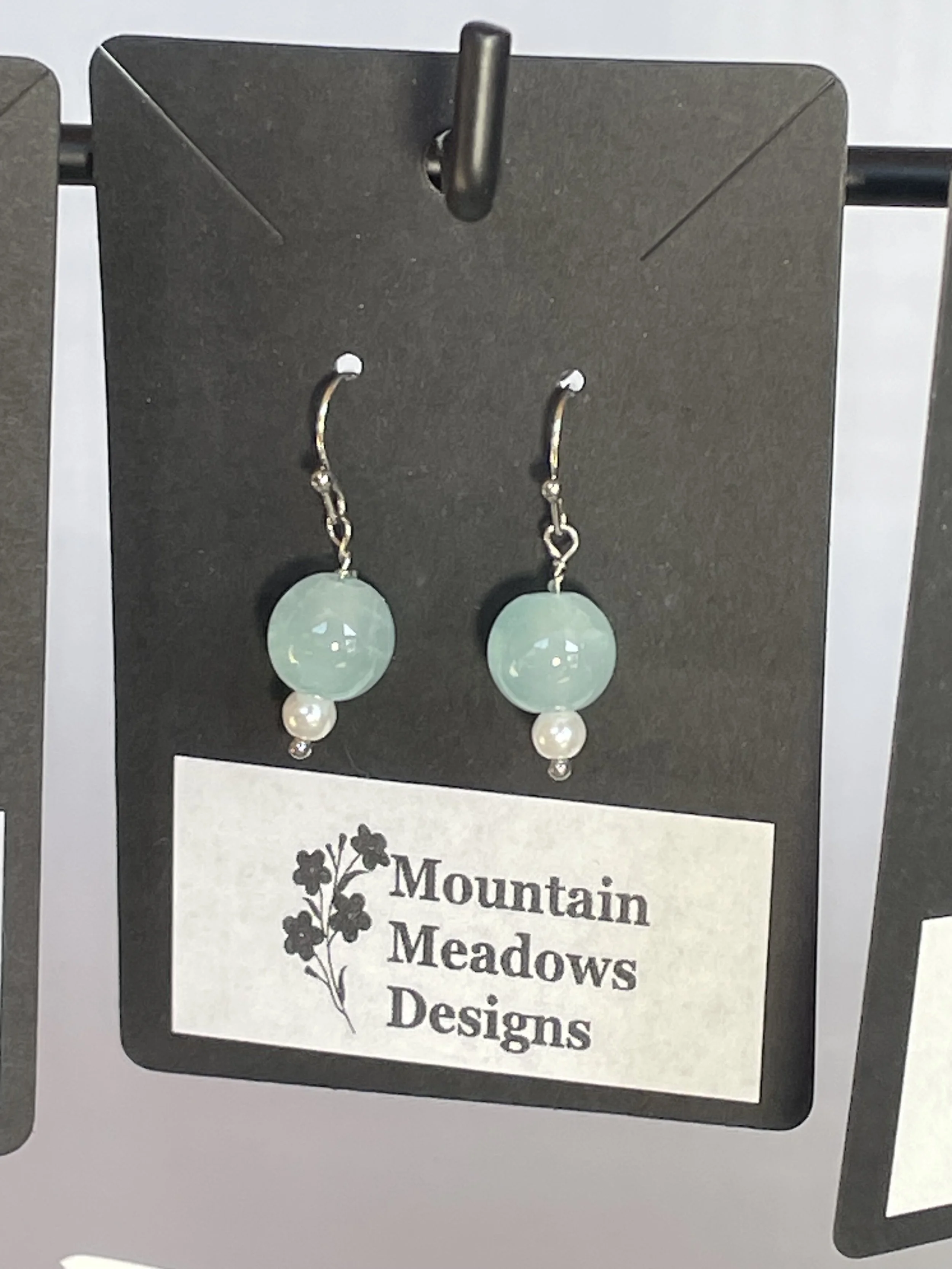 Aqua Cracked Glass Round Earrings
