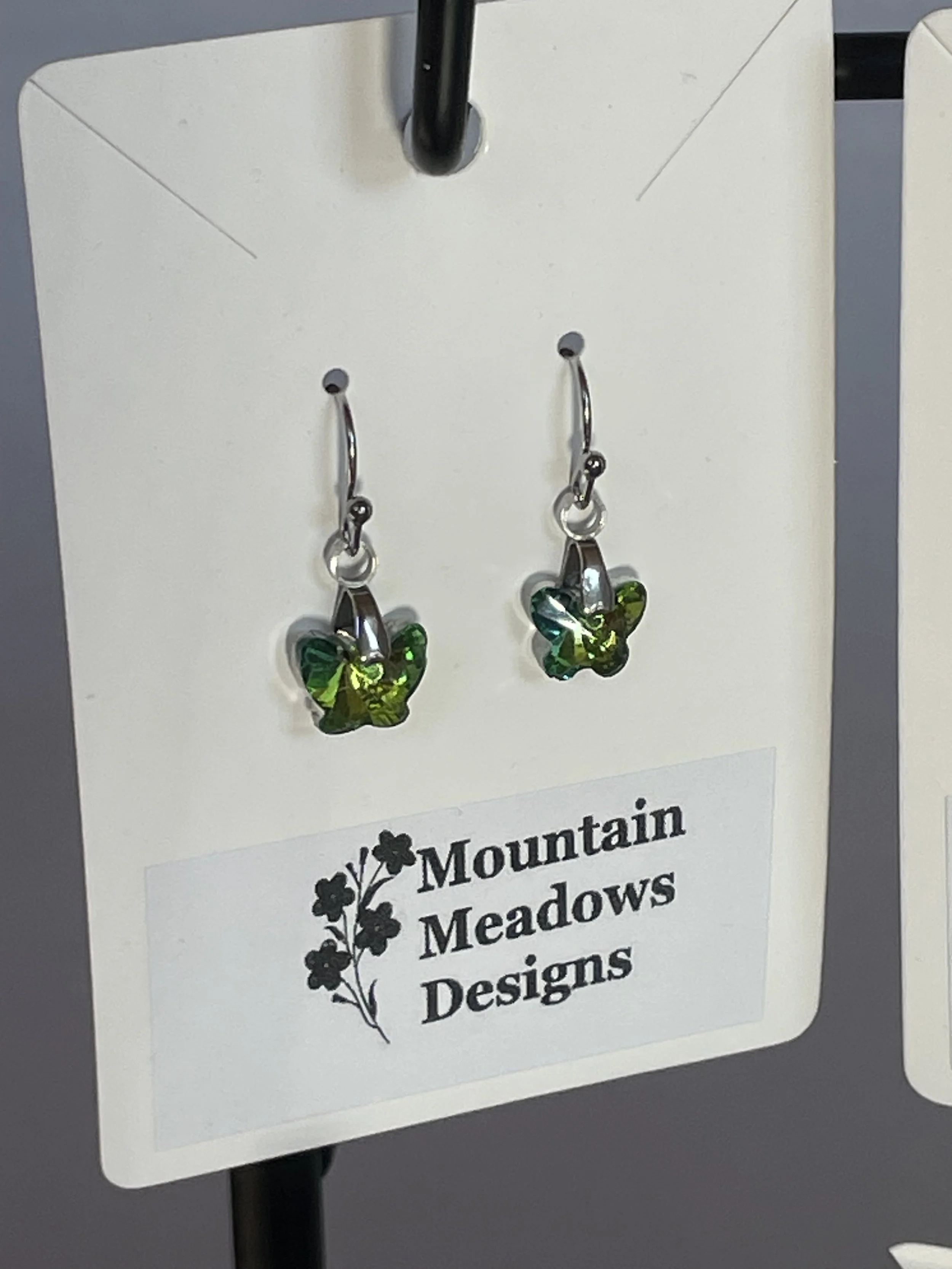 Crystal Butterfly Earrings Green.jpg