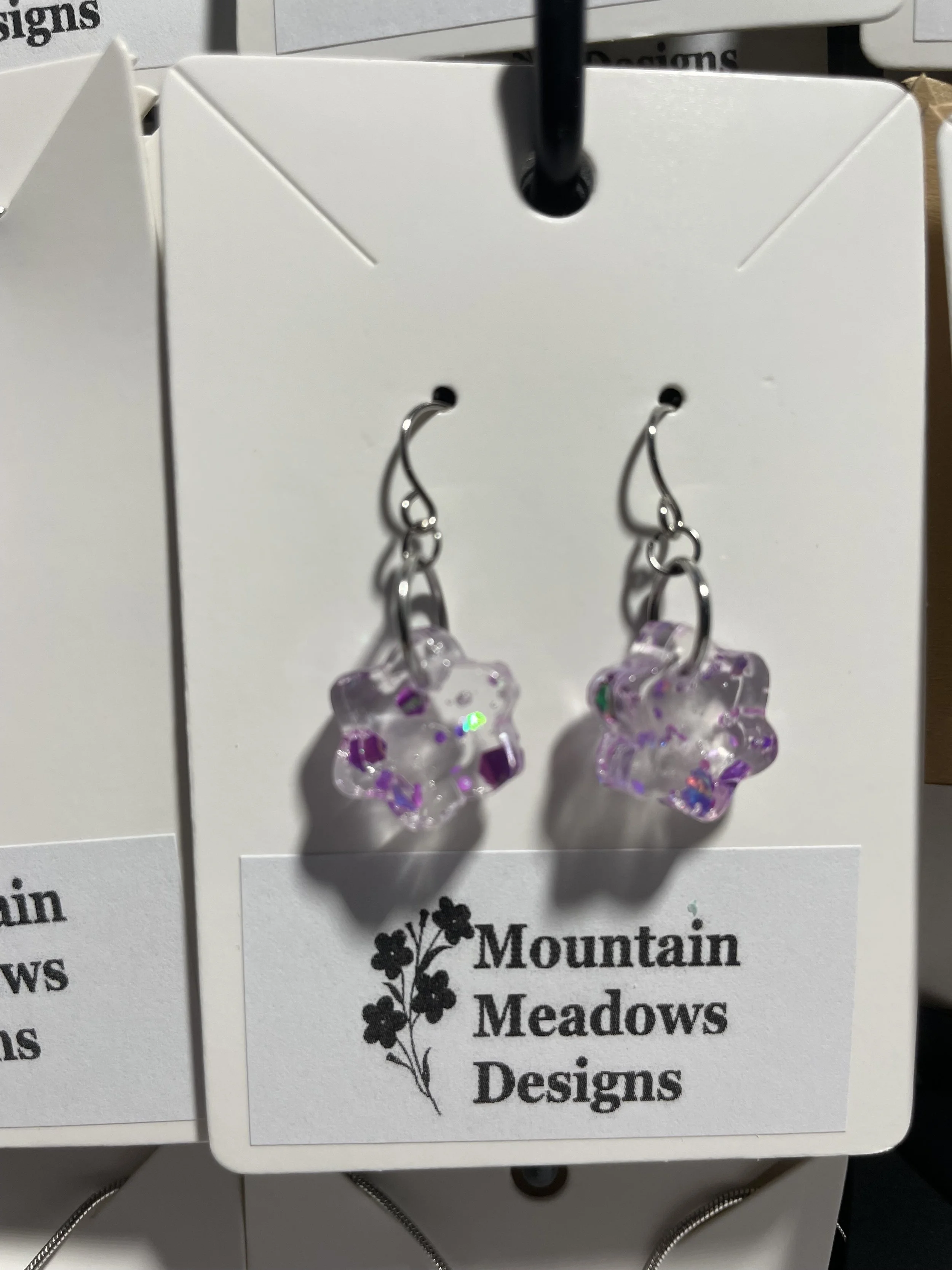 Purple Glitter Flower Earrings (short).jpg
