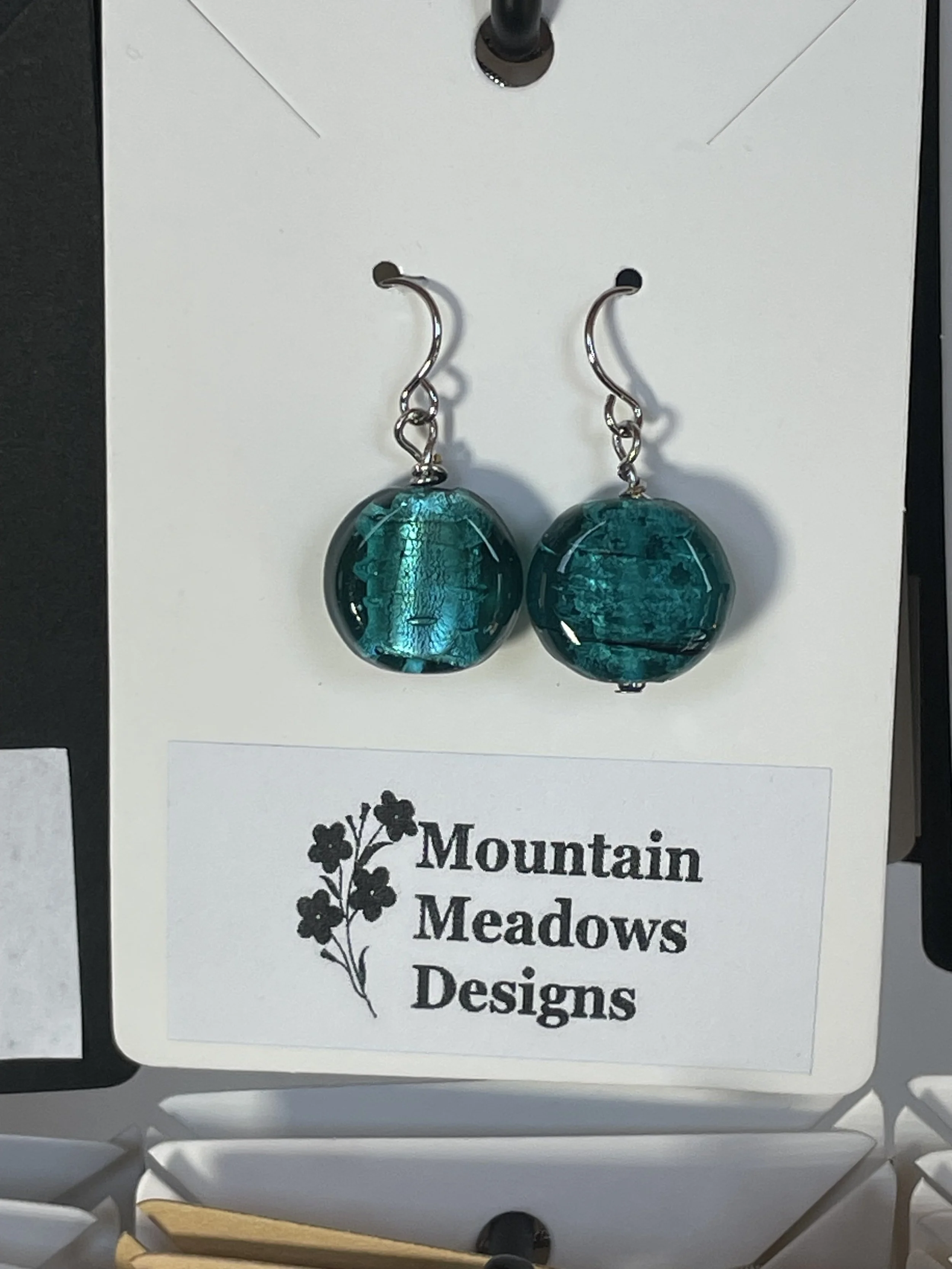 Flattened Glass Round Earrings Large Teal.jpg