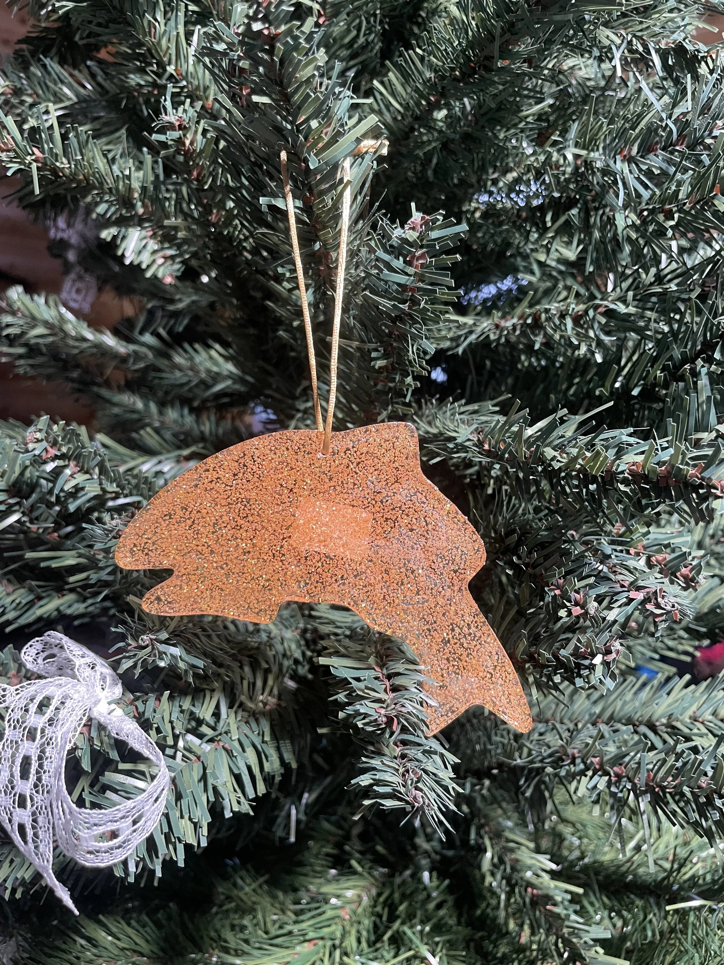 Pastel Pink Gold Sparkle Salmon Ornament.jpg