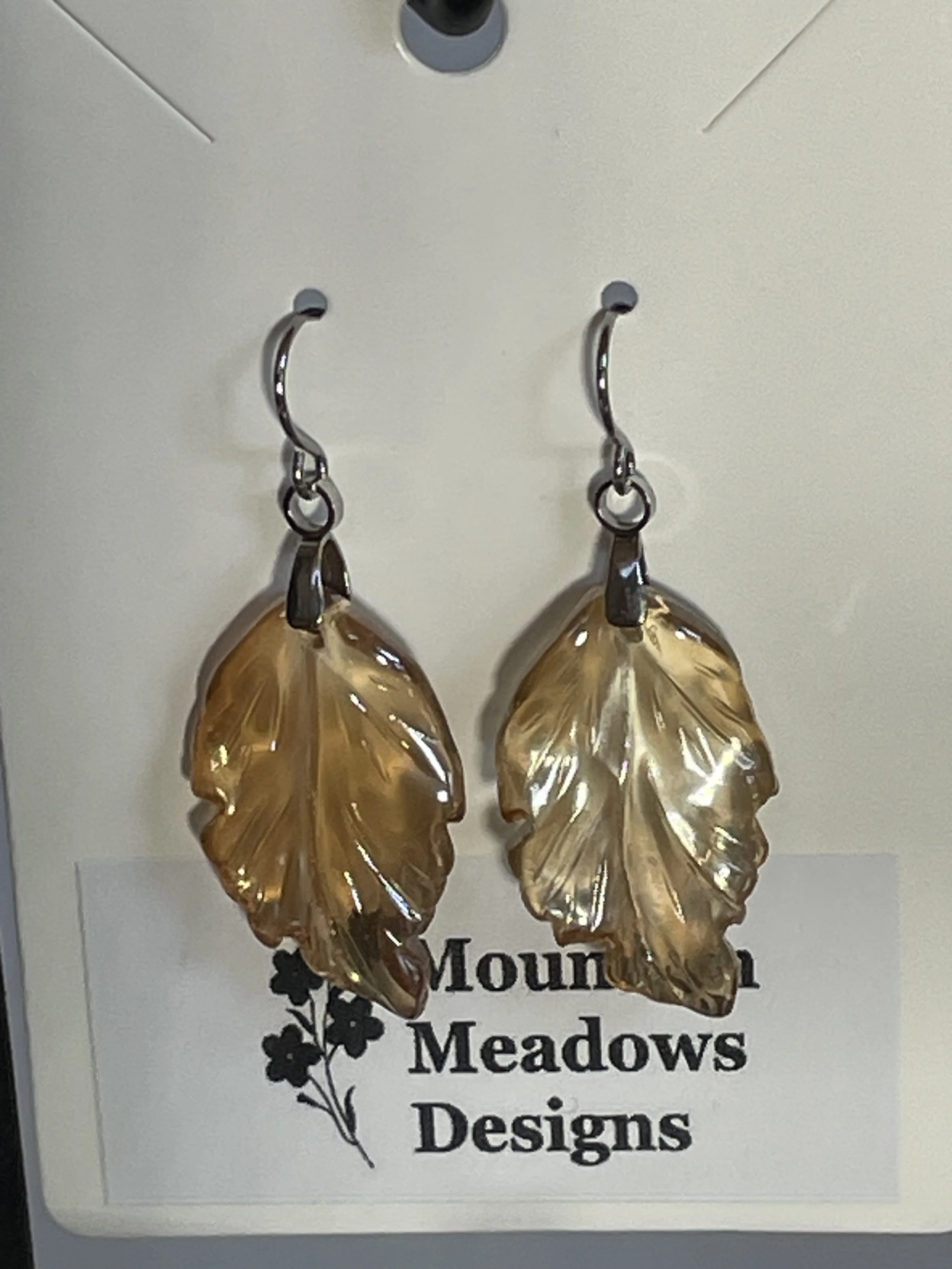 Glass Leaf Earrings Gold:Brown.jpg