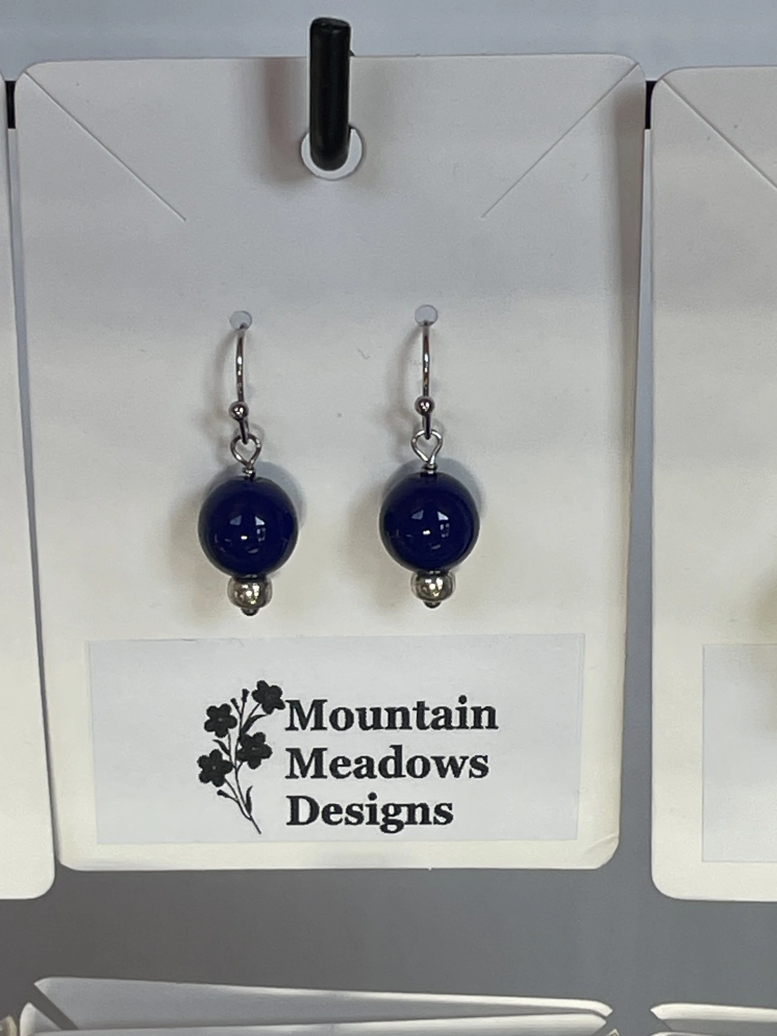Dark Blue Round Earrings