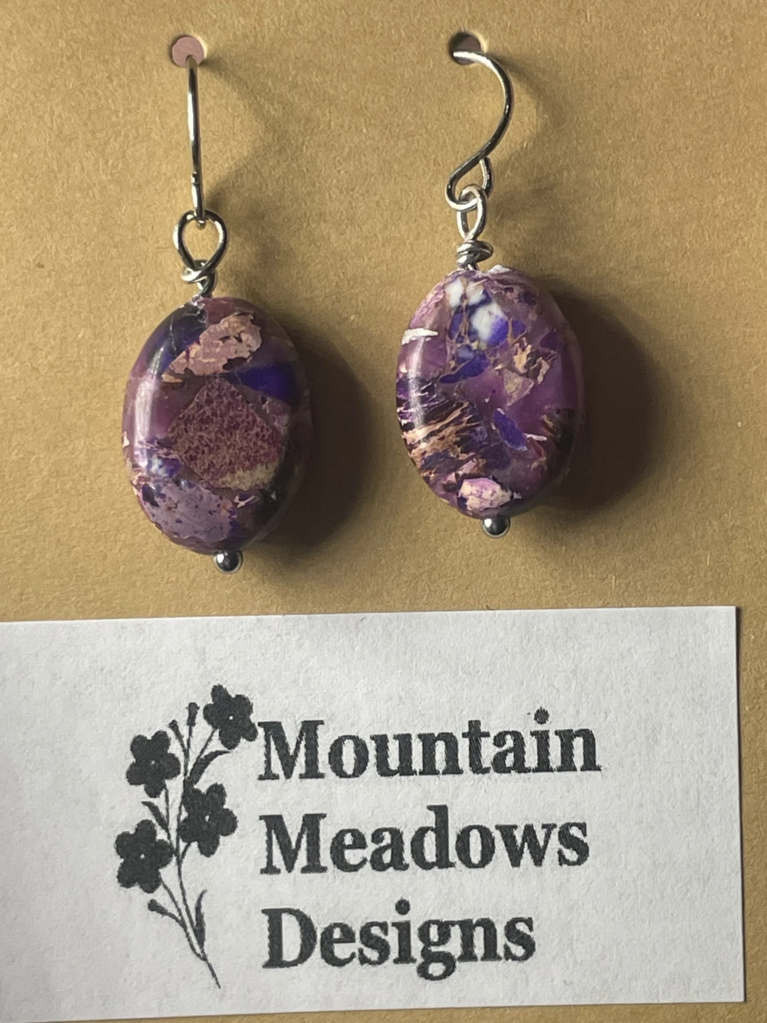 Marbled Mauve Oval Beads