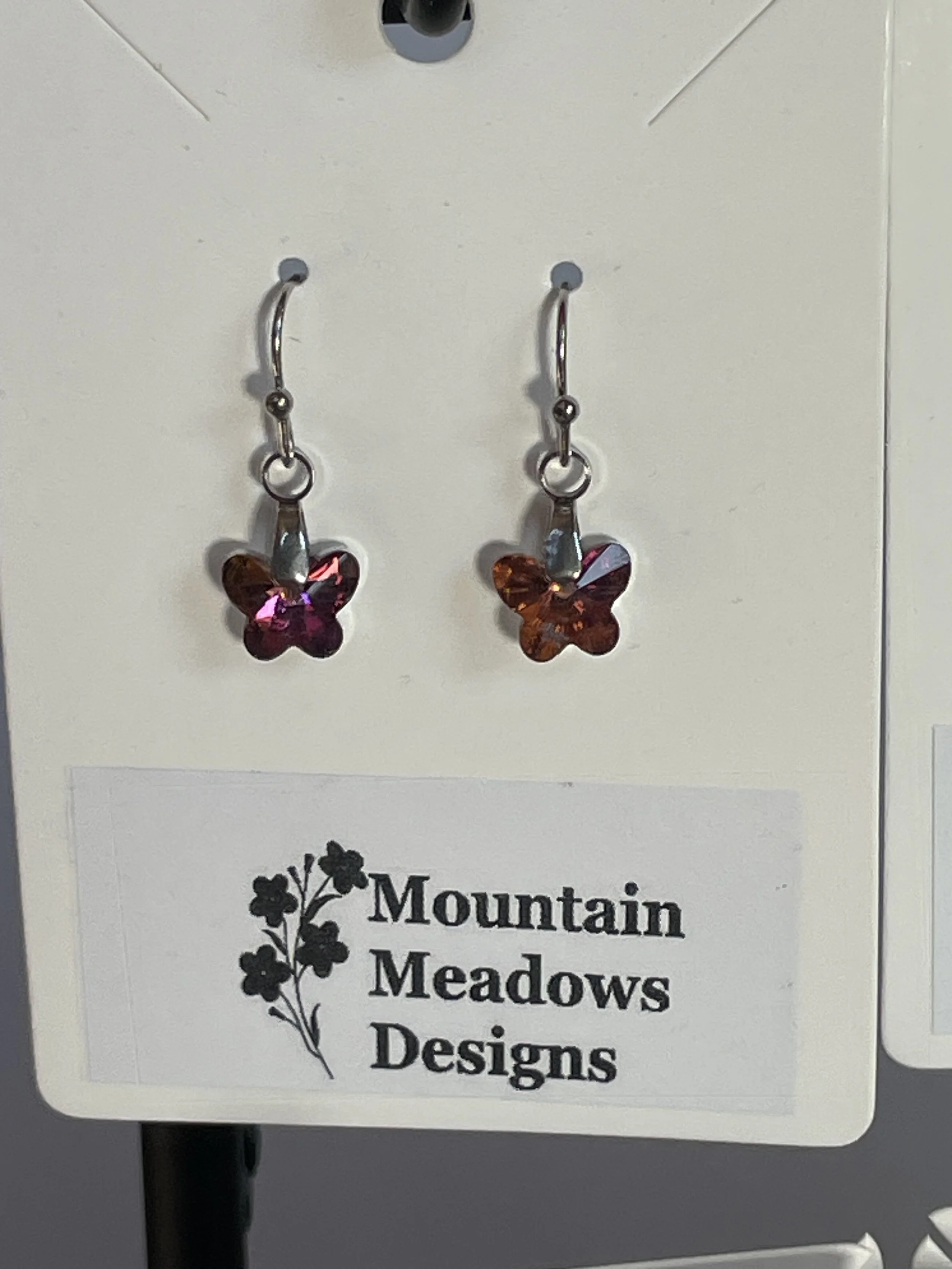 Crystal Butterfly Earrings Red:Orange.jpg