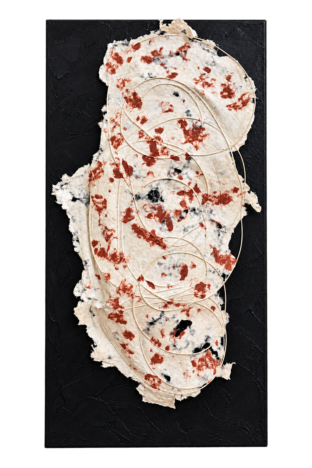 Torn Life, Threads Everywhere     (18 x 36 x 1.5)    Sculpture