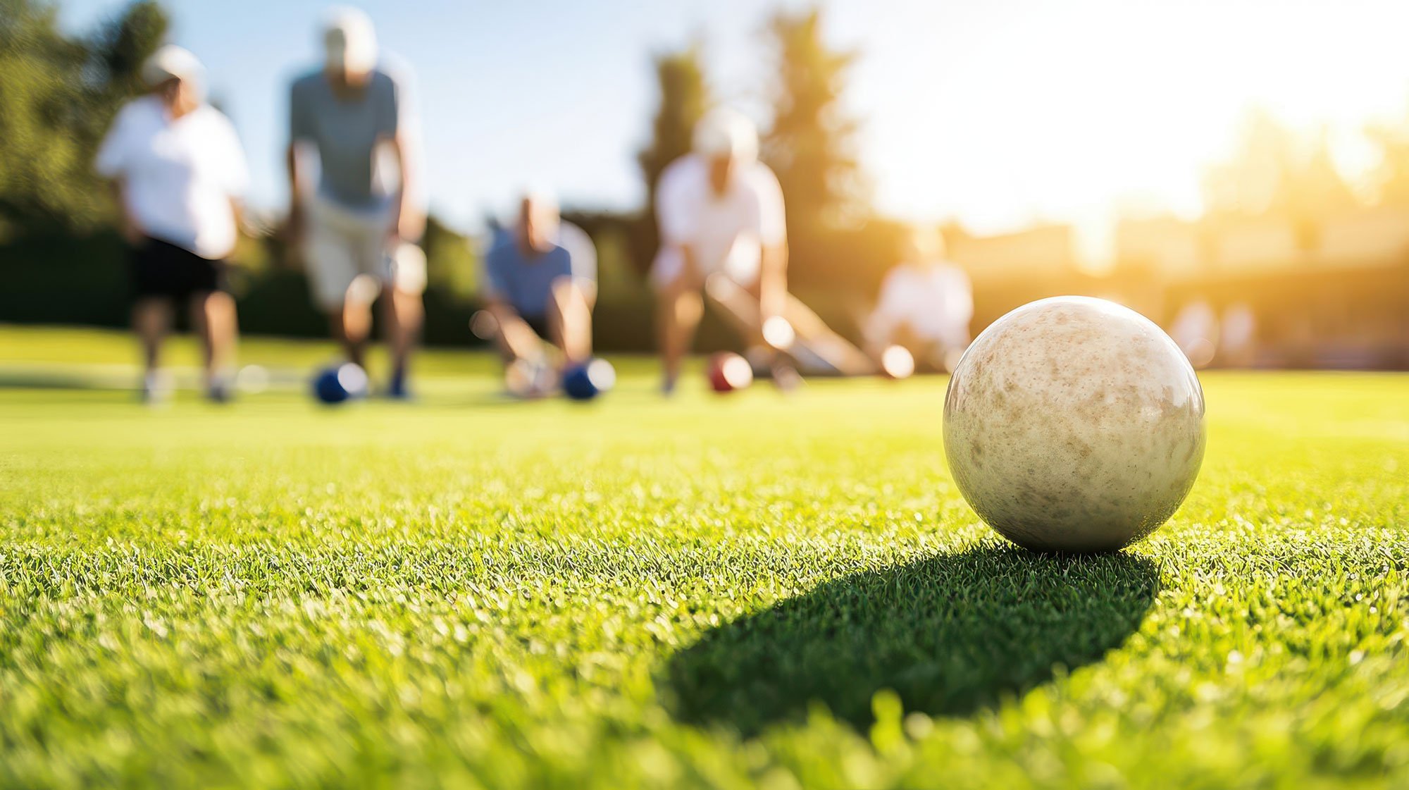 Lawn bowls being played on the grass greens at Shoalhaven Heads Bowling Club