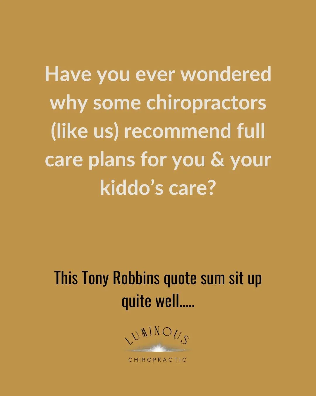 The power of a care plan is the true "secret sauce" behind the care we deliver at LUMINOUS and the reason why so many of our practice members have had so many life-giving changes happen in their lives!

No matter the amount of visits or the