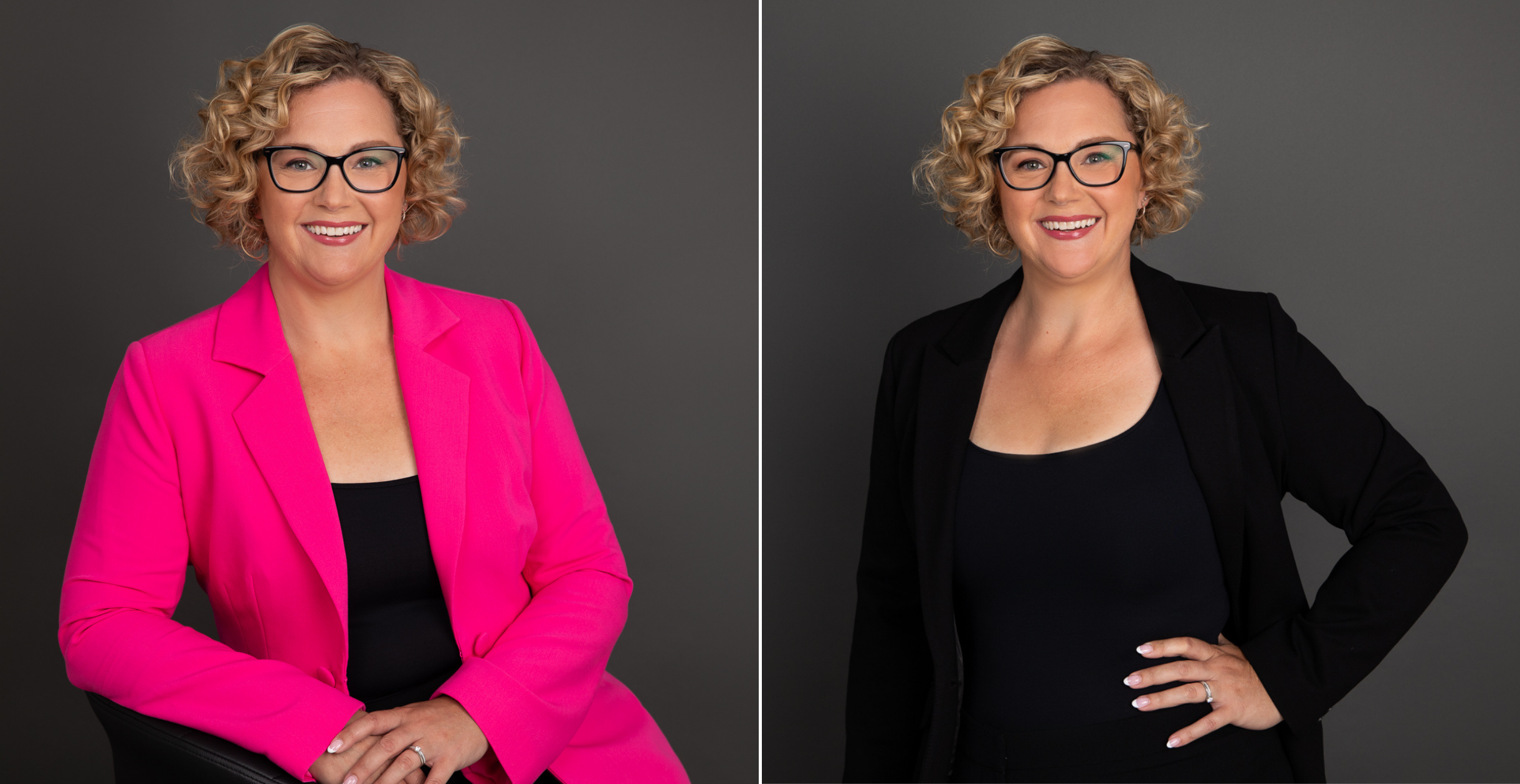 Professional business headshot showcasing different outfit options for a versatile and polished professional image.