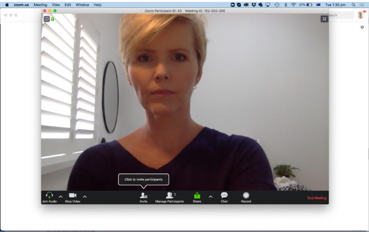 Video call example showing a professional in a room without additional lighting during an online meeting.