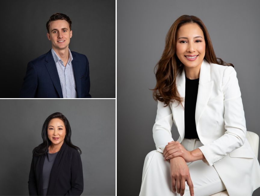 Corporate headshots in Sydney featuring professional portraits of diverse business men and women in formal attire, photographed in a studio with clean, neutral backgrounds.
