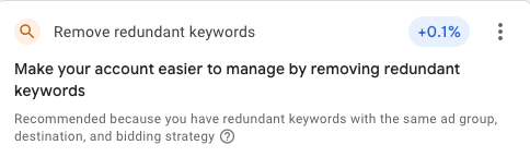 Remove redundant keywords from Google Ads Interface Image Example