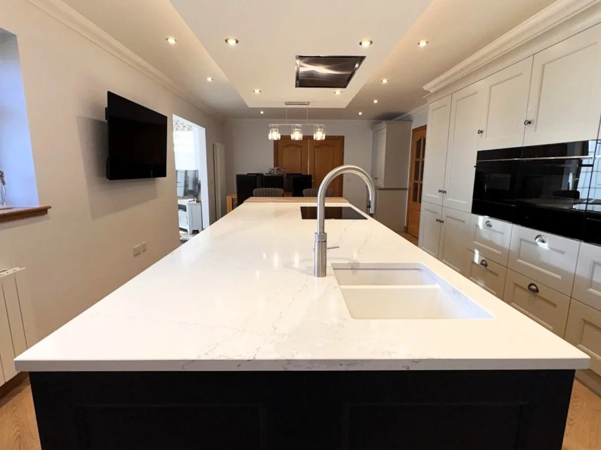 Off-White & Blue Classic Kitchen in Aberdeenshire