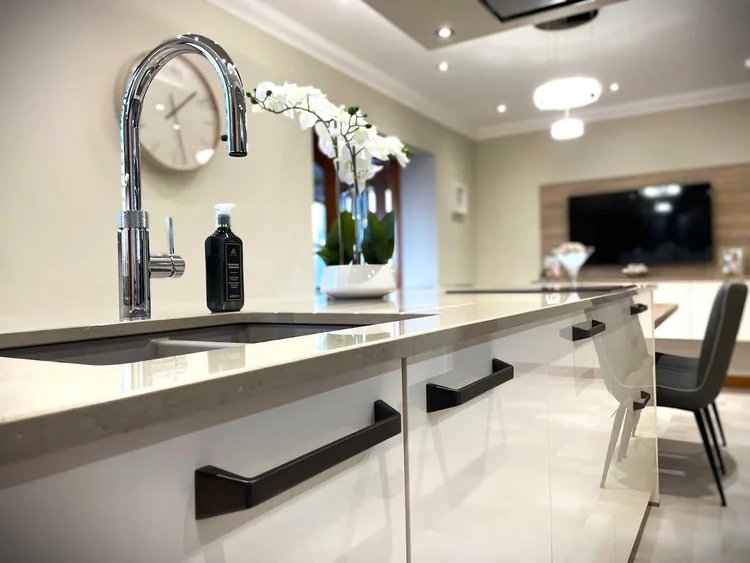 Modern White and Oak Kitchen in Fraserburgh - Williamsons Kitchens