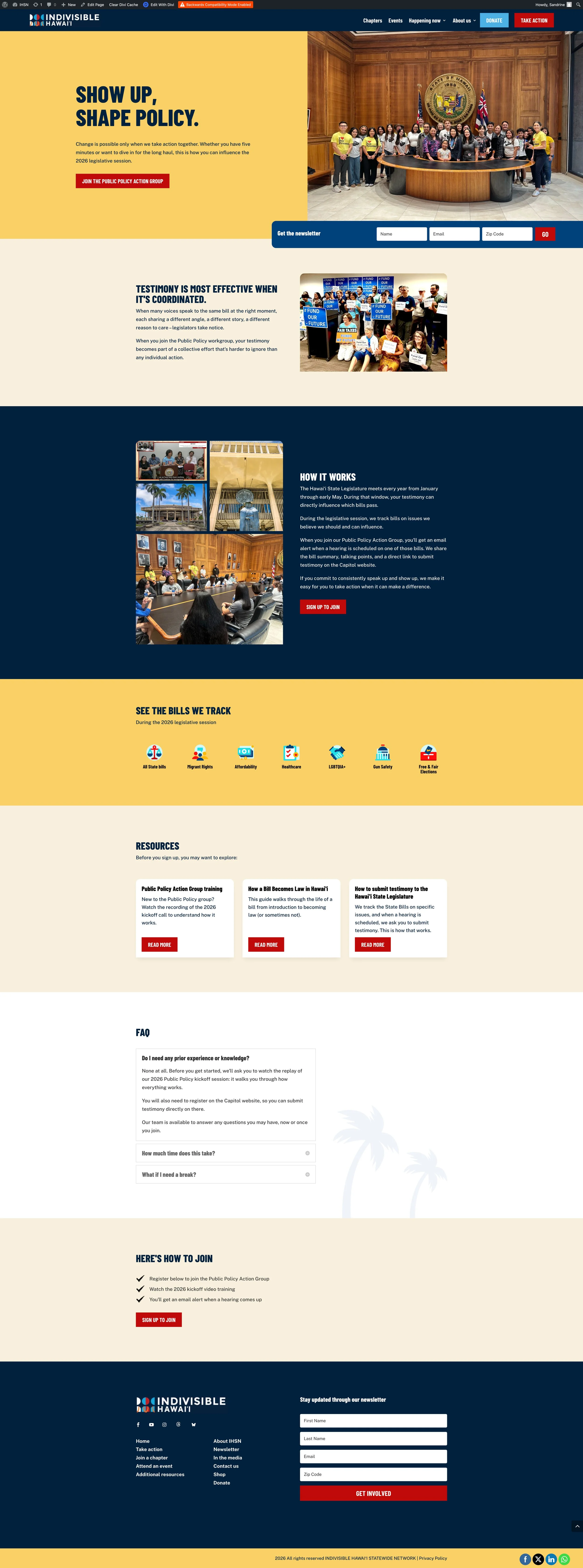 Screenshot of the new shape policy page after the website rebuild