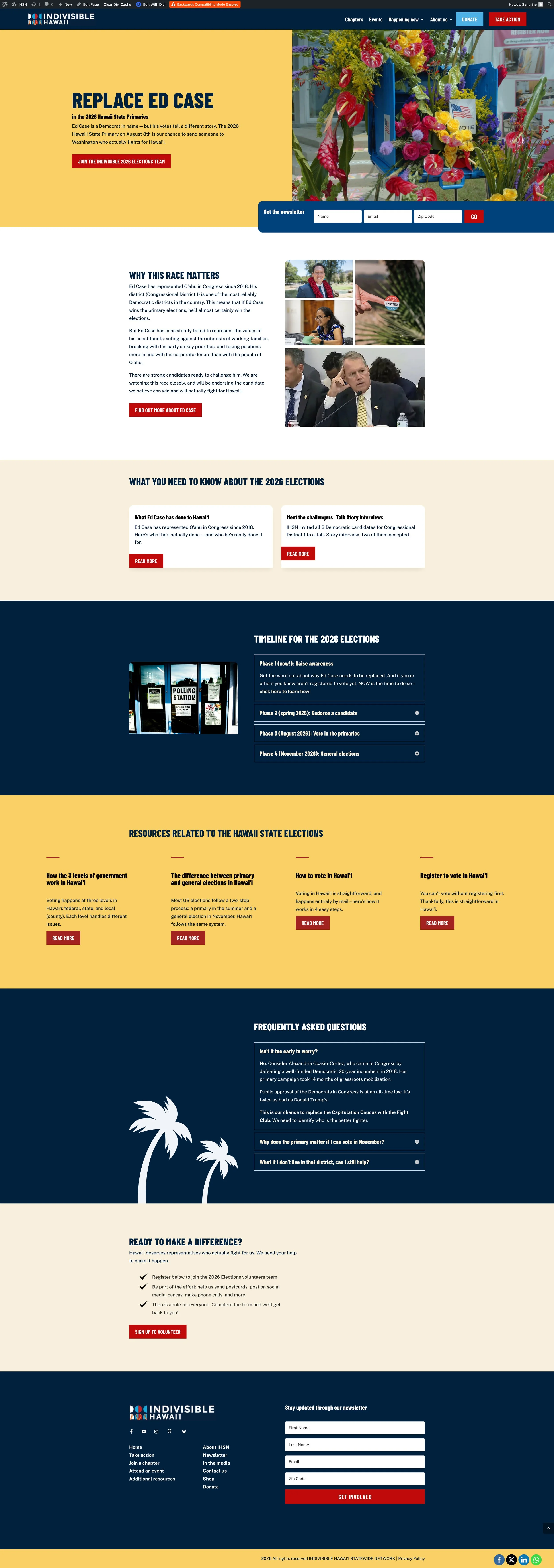 Screenshot of the new Replace Ed Case page on the IHSN website after the rebuild
