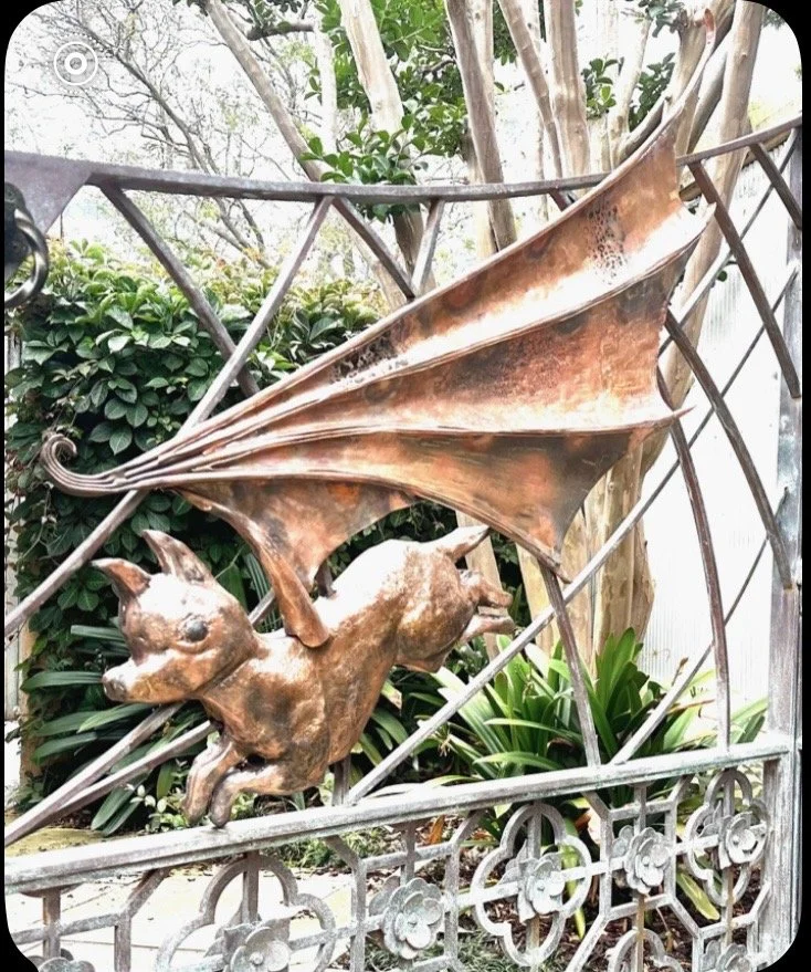 Copper Chihuahua relief made by David Wood using repoussage for a private client.
