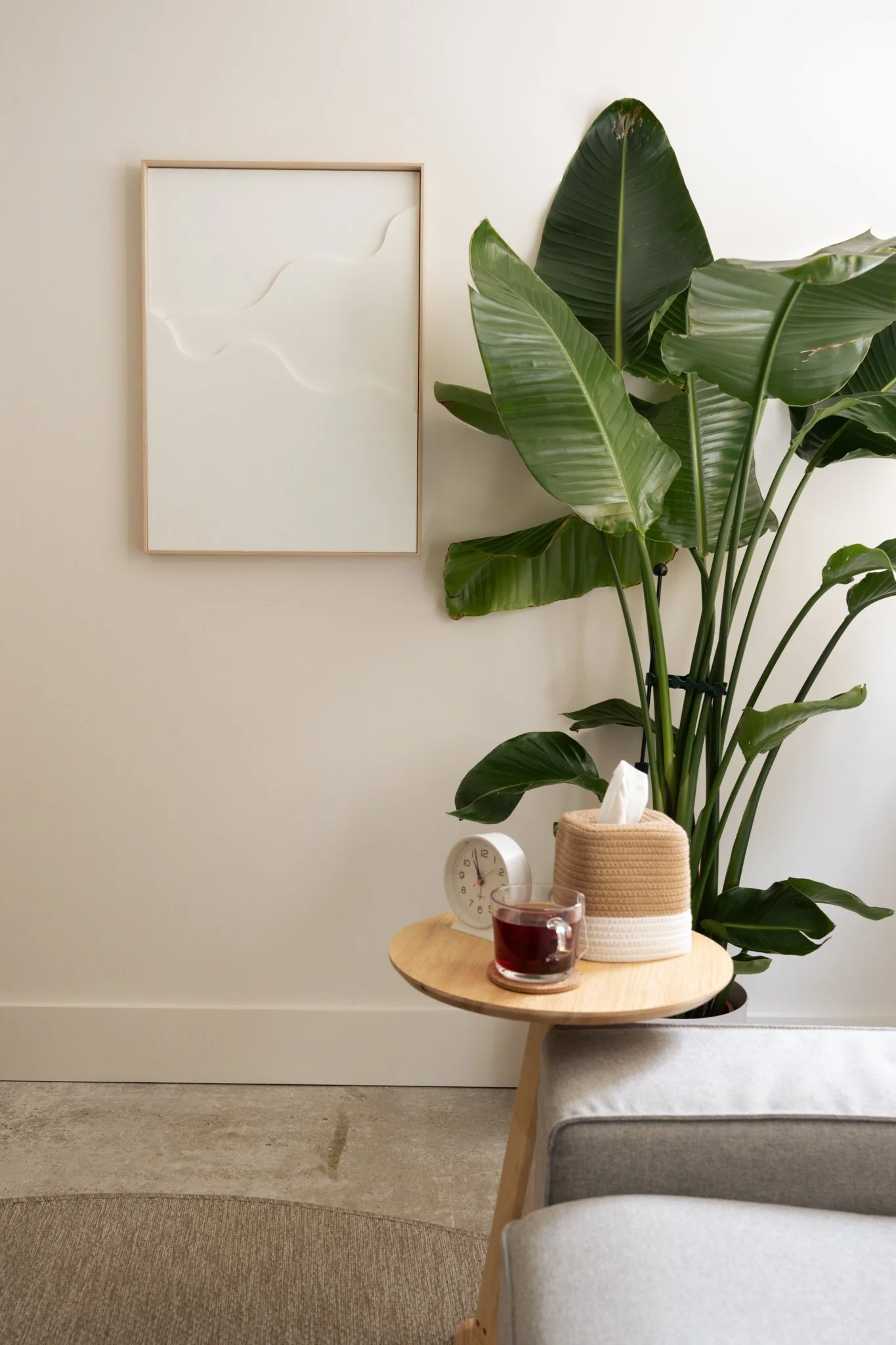 Small clocks and tissue boxes