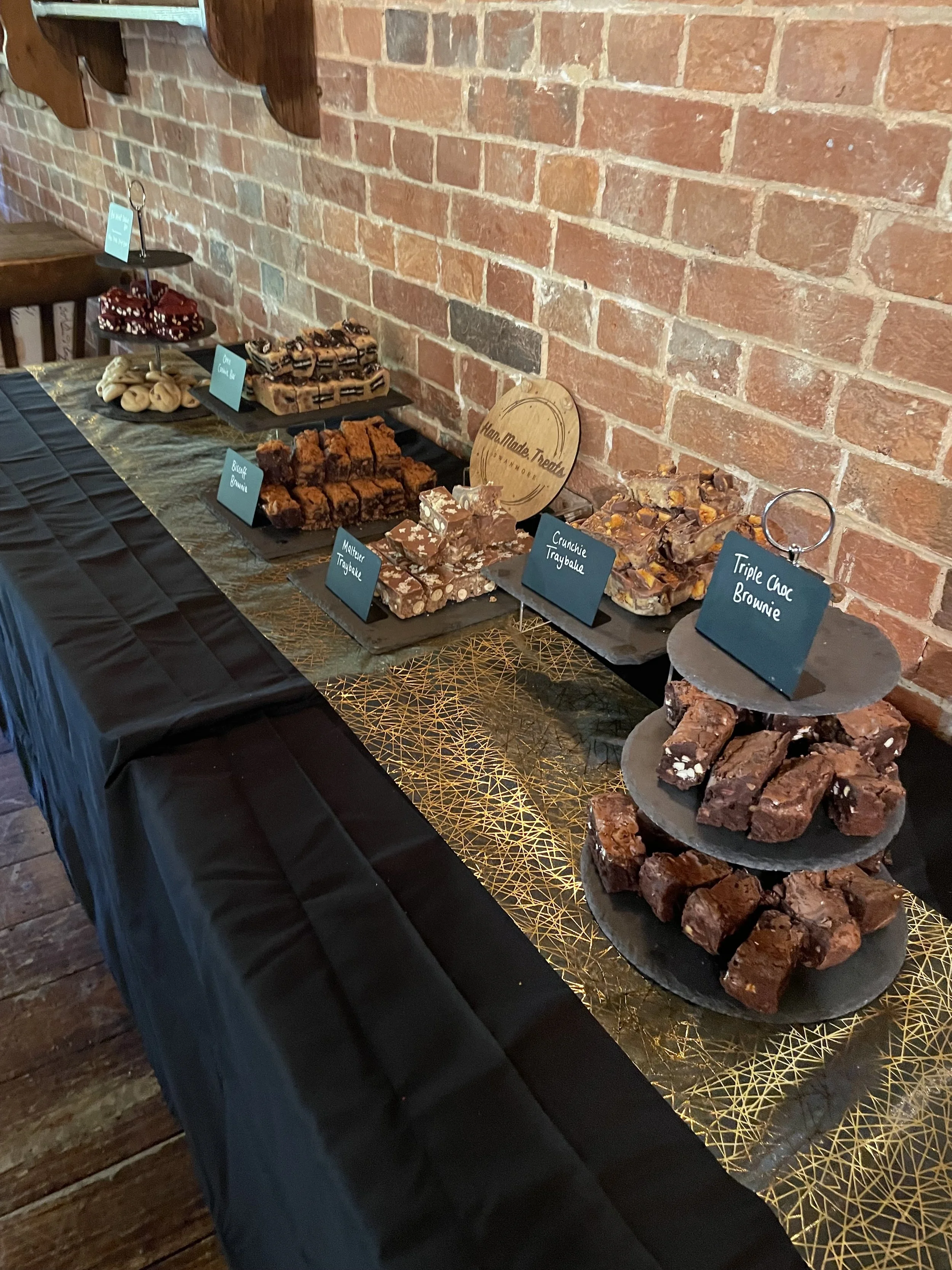 Dessert Table with a selection of party-size traybake & brownie slices. Email for quote 