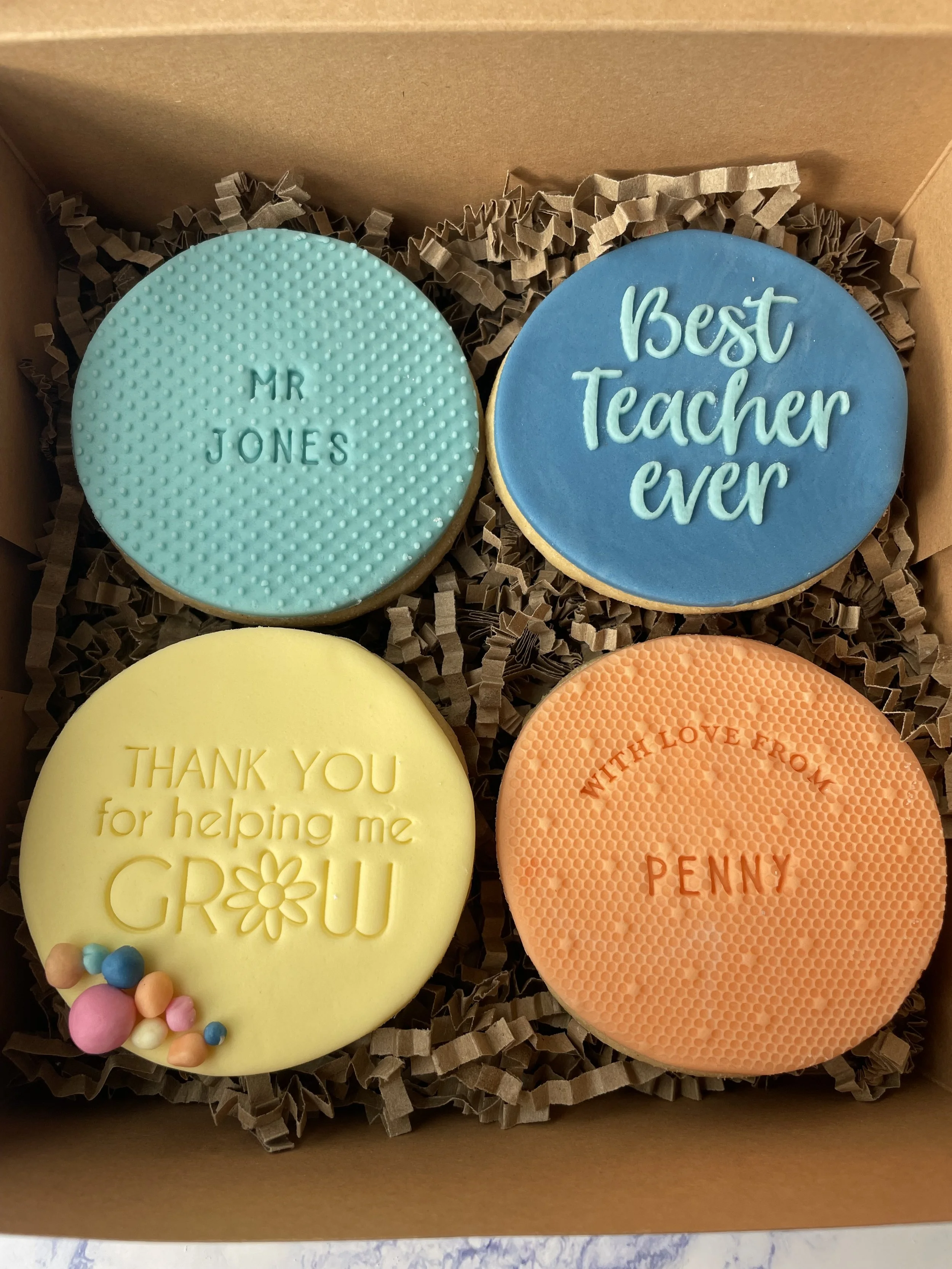 BLUE Personalised Box of 4 Shortbread Biscuits & Personalised Card - £13.50 (choose one card design below)
