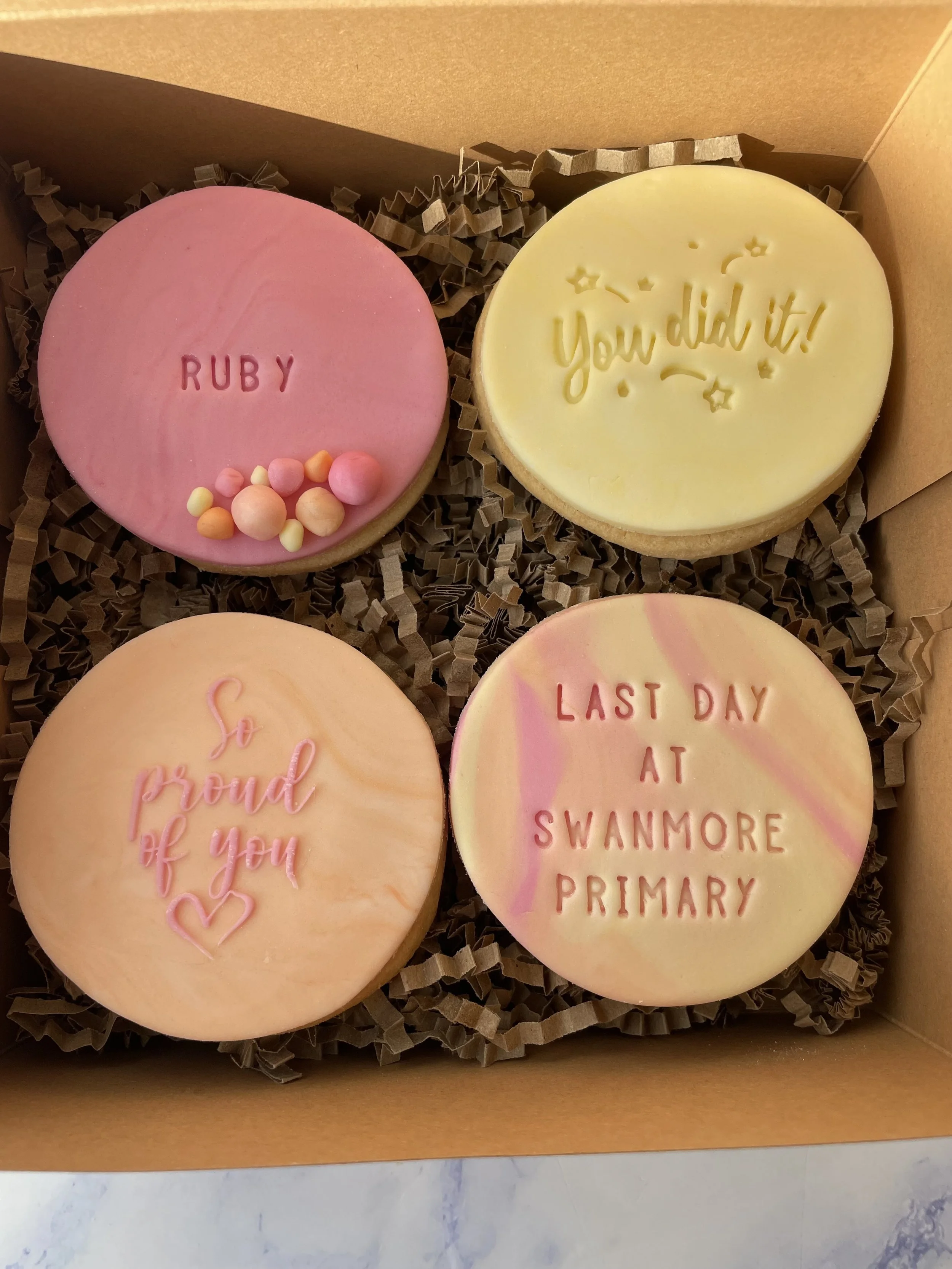LAST DAY Personalised Box of 4 Shortbread Biscuits (also available in Blue&Green) - £10