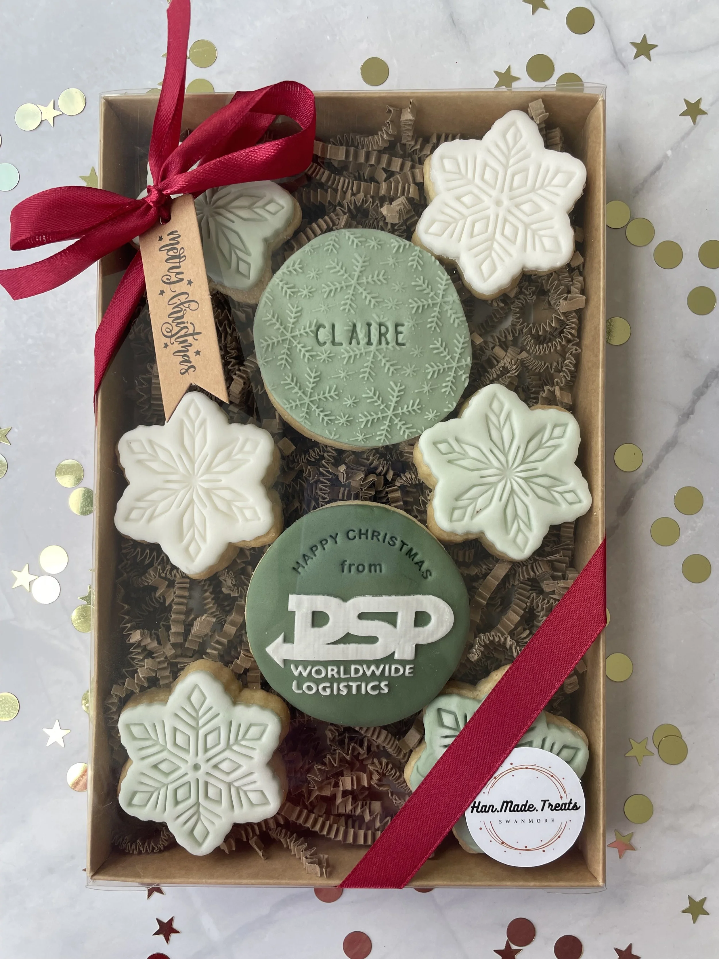 Shortbread Gift Box - £15.

A beautifully presented box of delicious shortbread biscuits, personalised with your recipient’s name and company logo. A thoughtful and tasty way to add a personal touch to your corporate gifting.
Please note: A one-off £