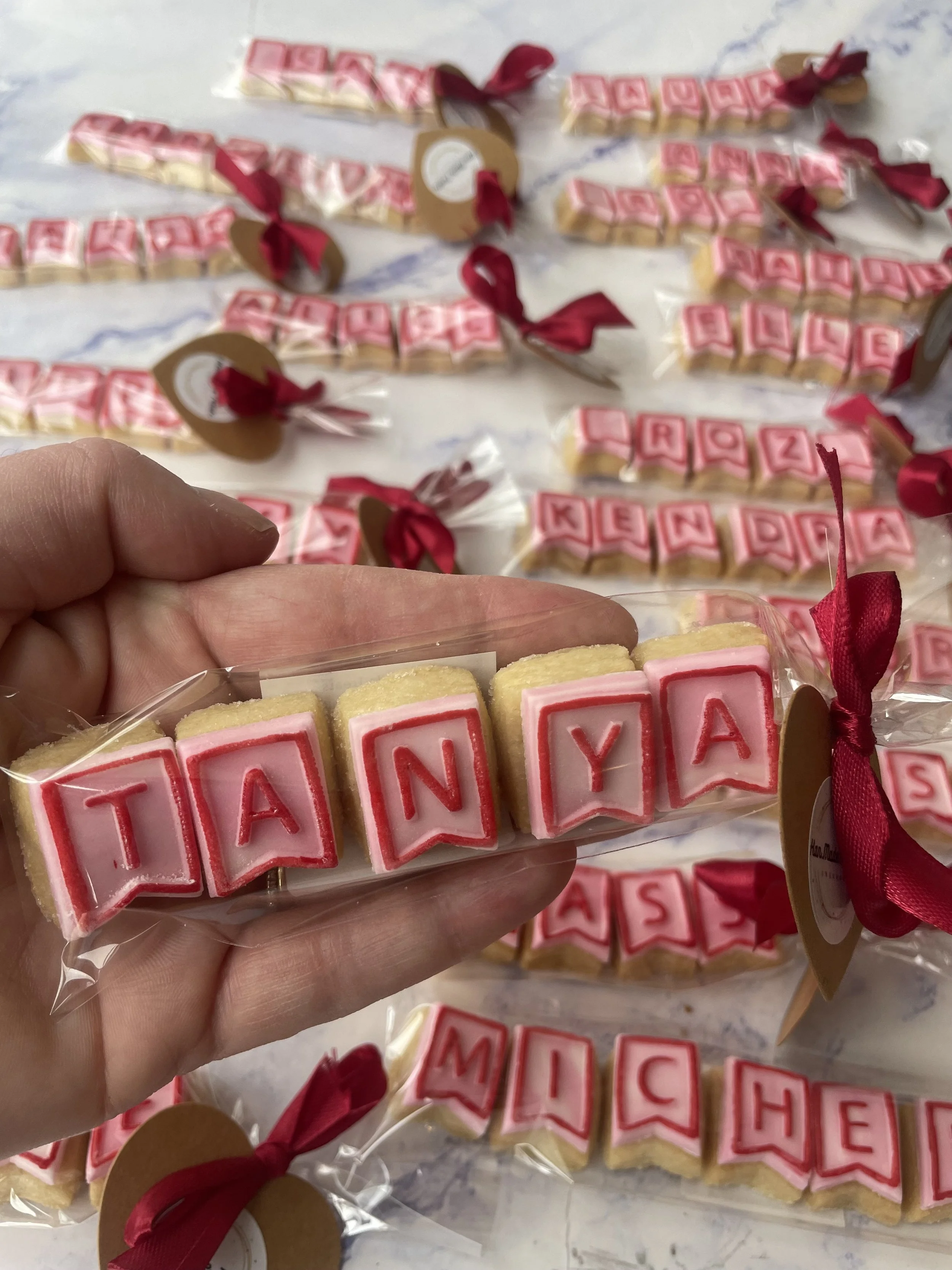 Name Bunting Biscuits - Personalised Shortbread Party Favours from £4 per bag (minimum order 8)